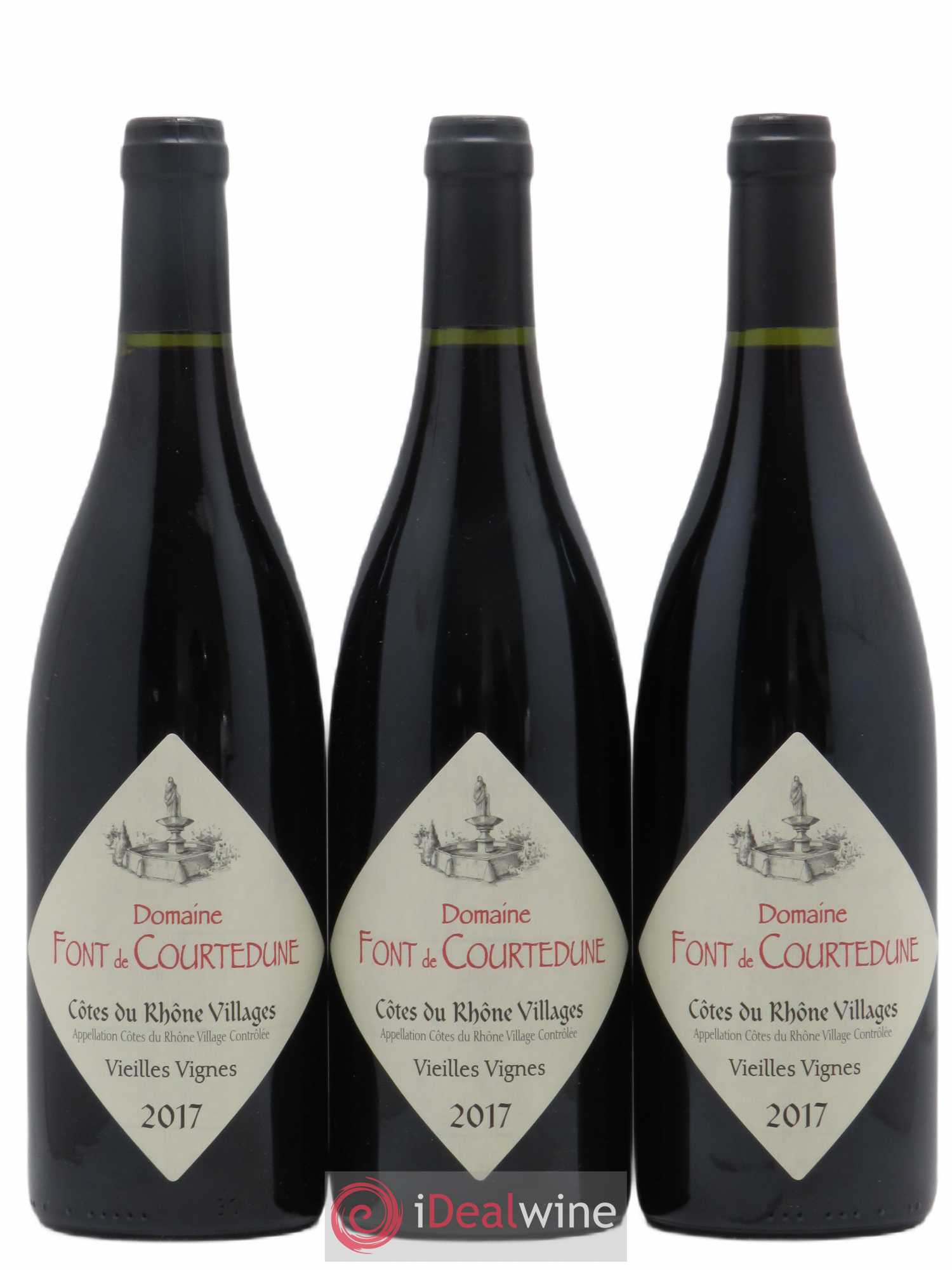 Côtes-du-Rhône Village Domaine Font de Courtedune (sans prix de réserve) 2017 - Posten von 3 Flaschen - 0