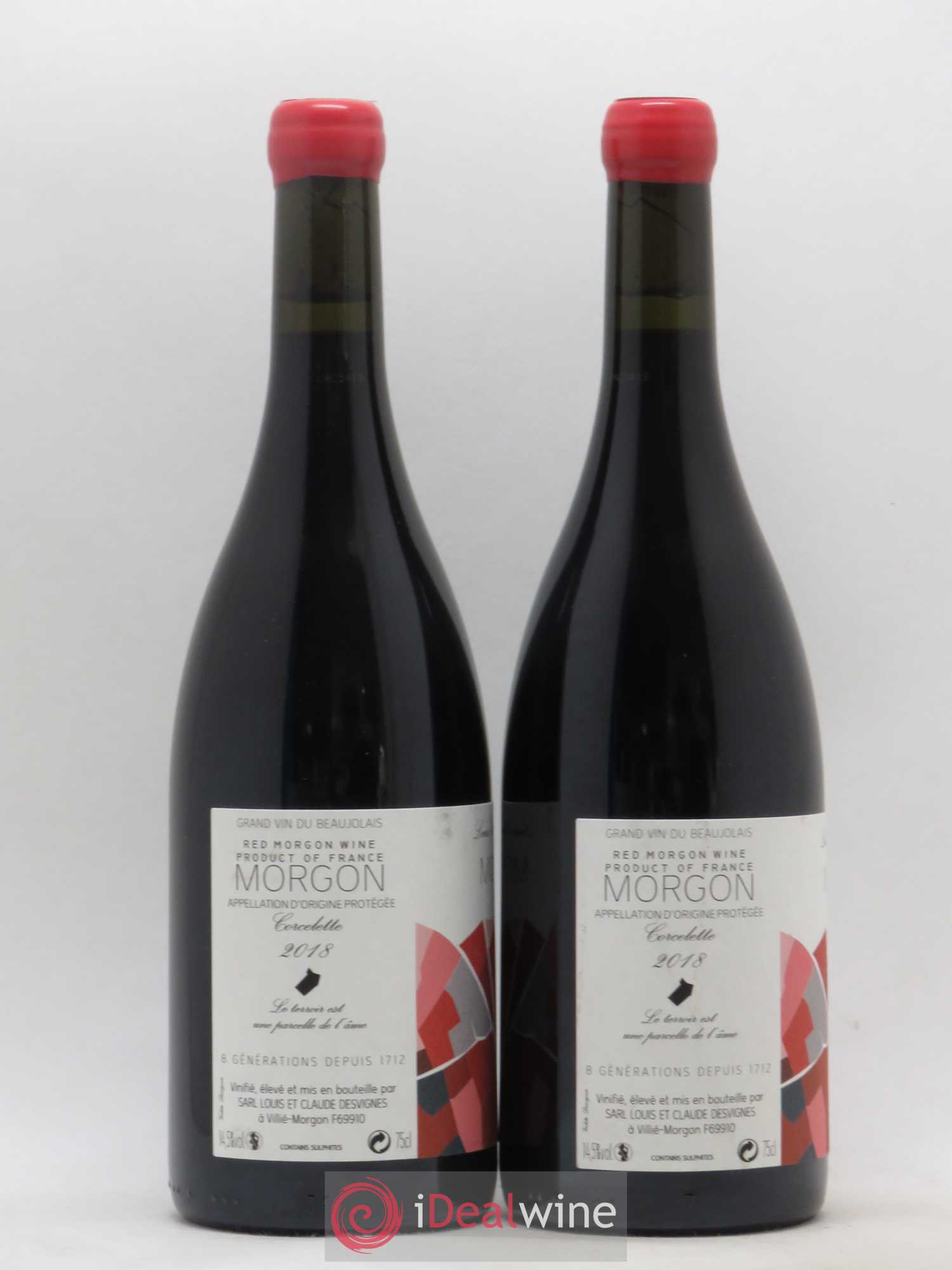 Morgon Corcelette Louis-Claude Desvignes (sans prix de réserve) 2018 - Lot de 2 bouteilles - 1