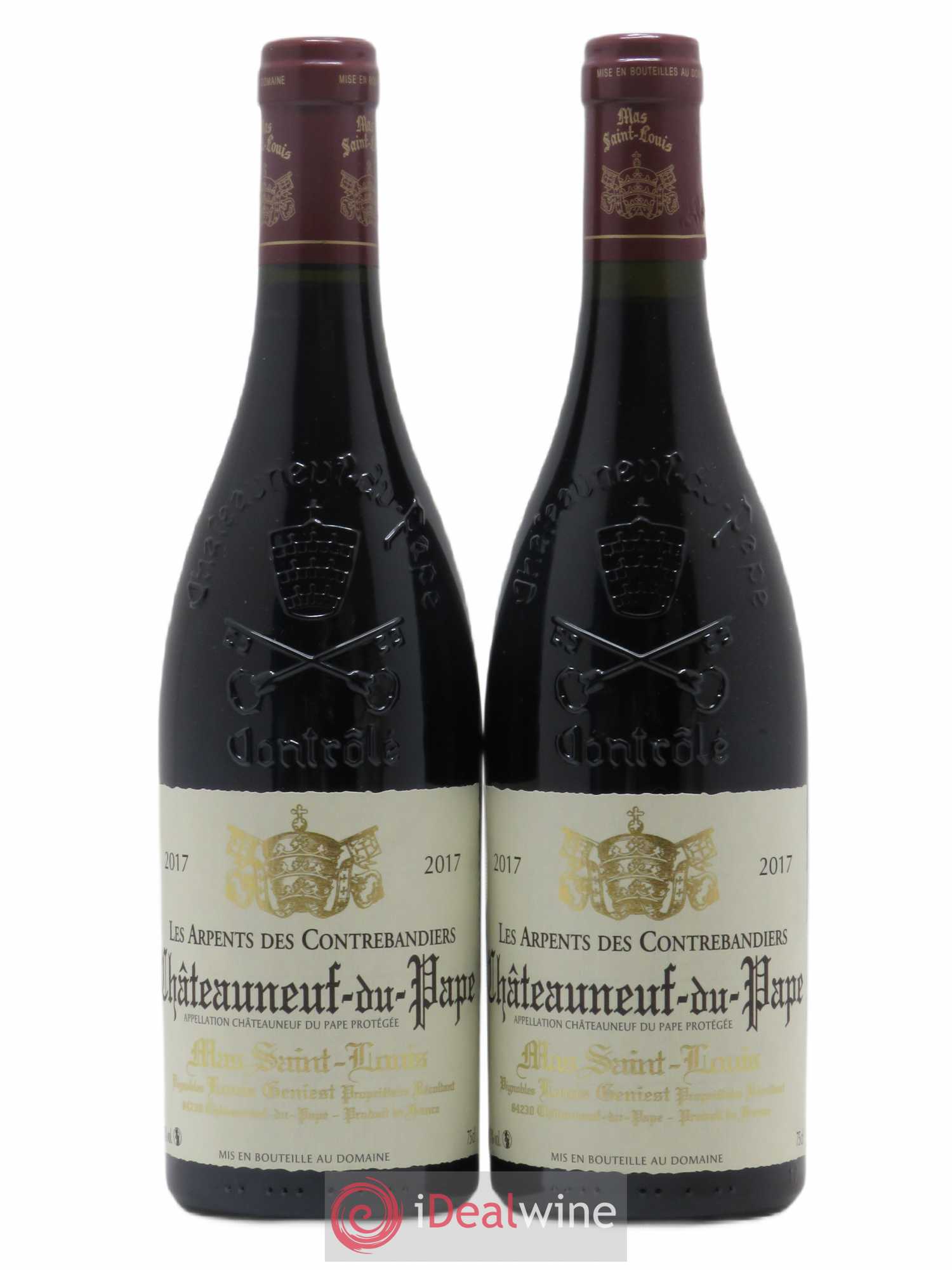 Châteauneuf-du-Pape Les Arpents des Contrebandiers Mas Saint-Louis 2017 - Lot de 2 bouteilles - 0