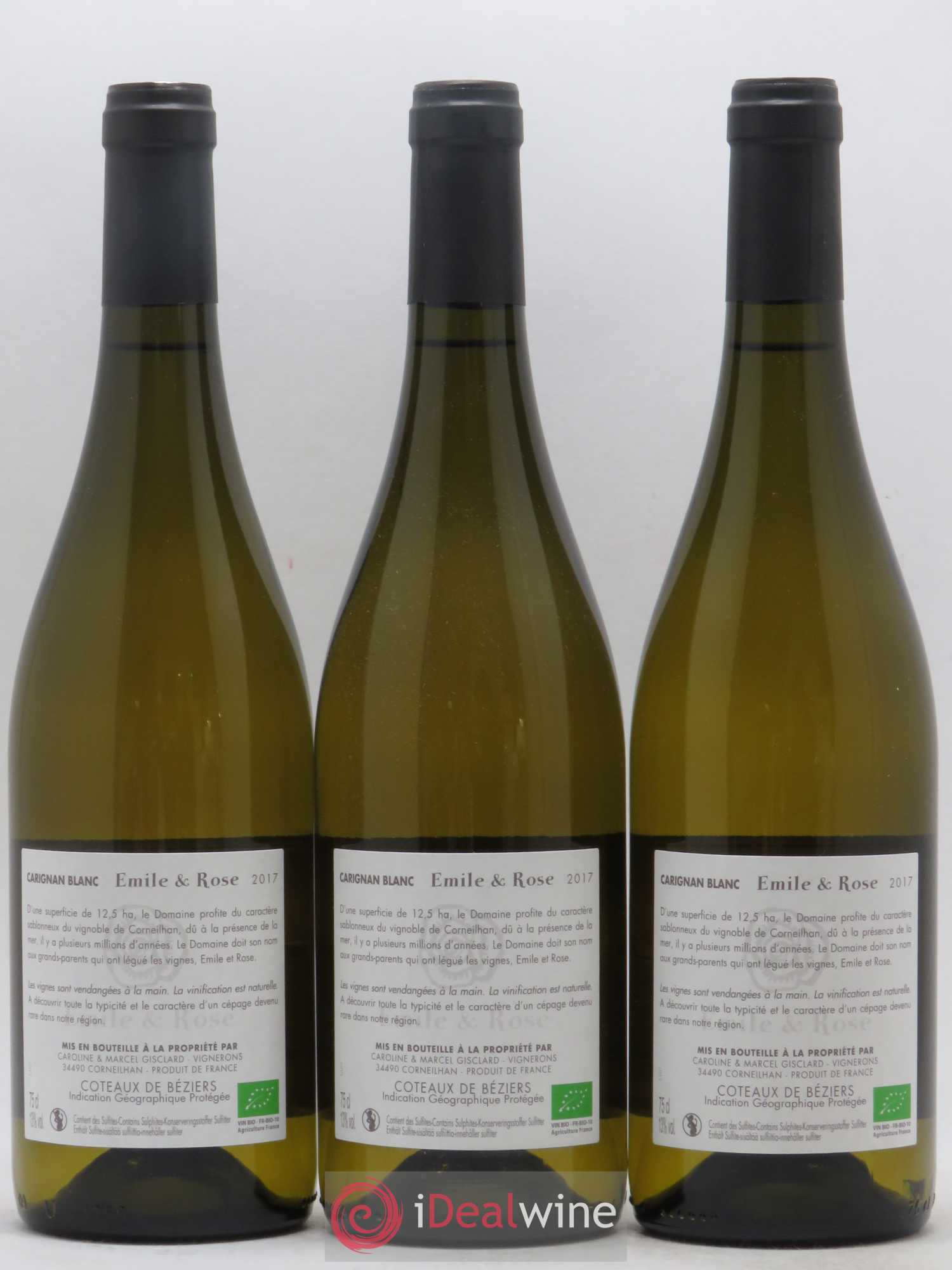 Languedoc IGP Coteaux de Béziers Carignan Domaine d'Emile et Rose Eleve en amphore (sans prix de réserve) 2017 - Posten von 3 Flaschen - 1