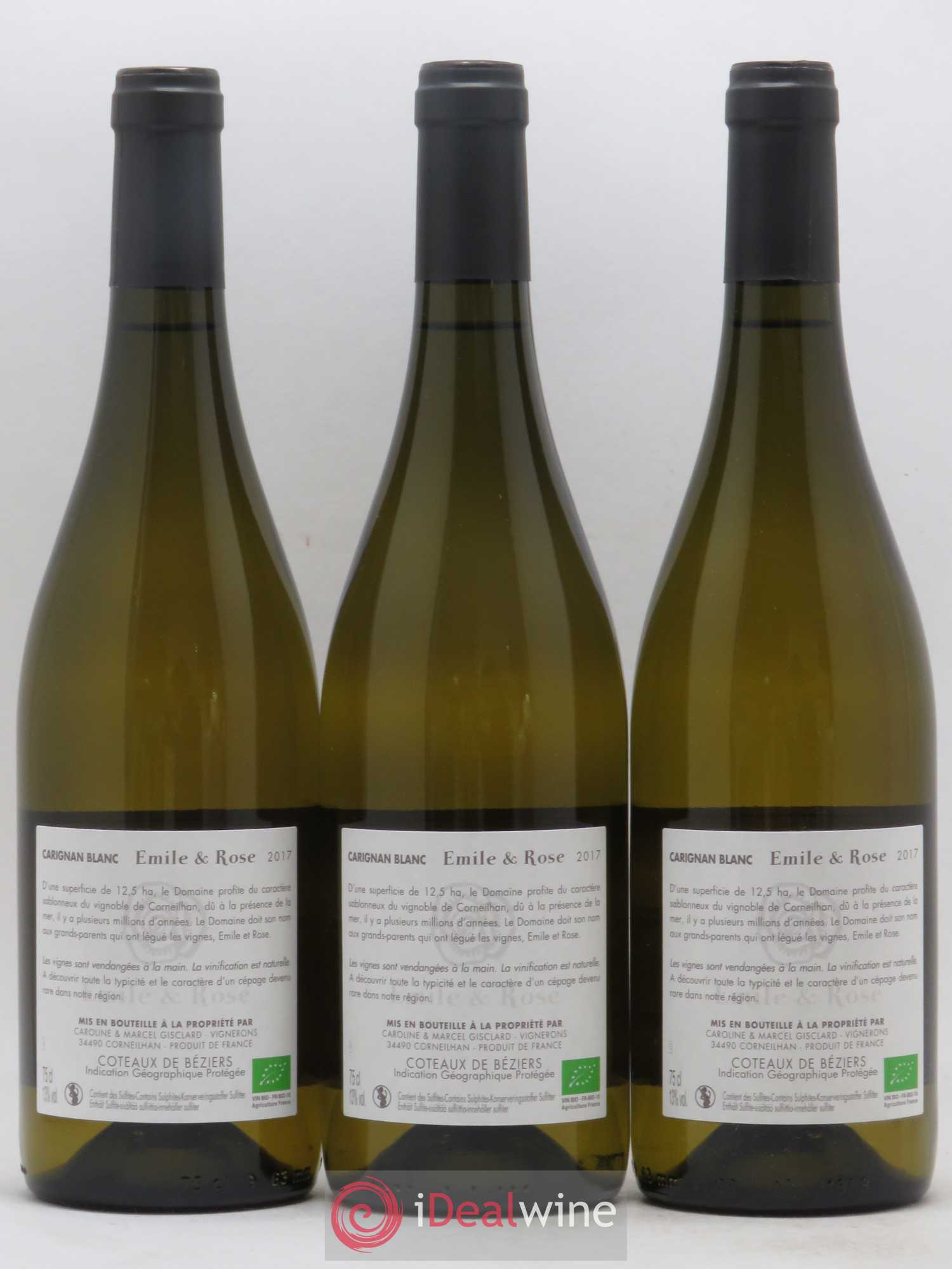 Languedoc IGP Coteaux de Béziers Carignan Domaine d'Emile et Rose Eleve en amphore (sans prix de réserve) 2017 - Posten von 3 Flaschen - 1