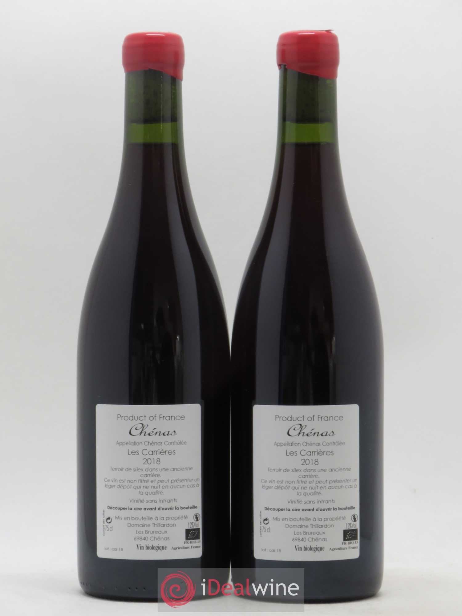 Chénas Les Carrières Domaine Thillardon (sans prix de réserve) 2018 - Lot de 2 bouteilles - 1