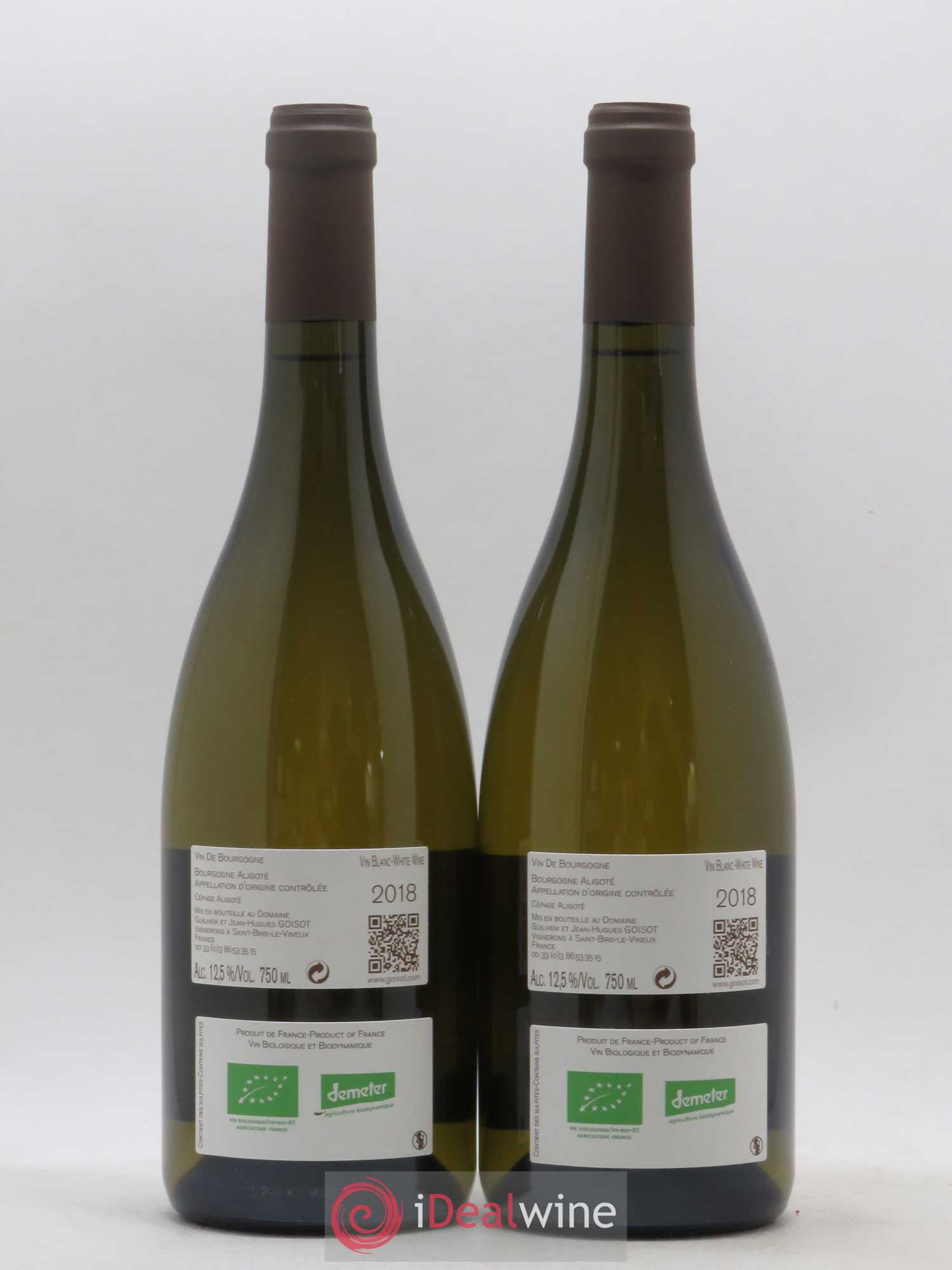 Bourgogne aligoté Domaine Goisot (sans prix de réserve) 2018 - Posten von 2 Flaschen - 1
