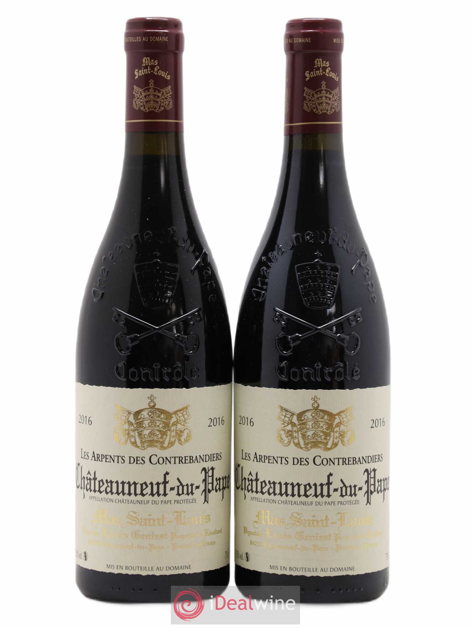 Châteauneuf-du-Pape Les Arpents des Contrebandiers Mas Saint-Louis 2016 - Lot de 2 bouteilles - 0