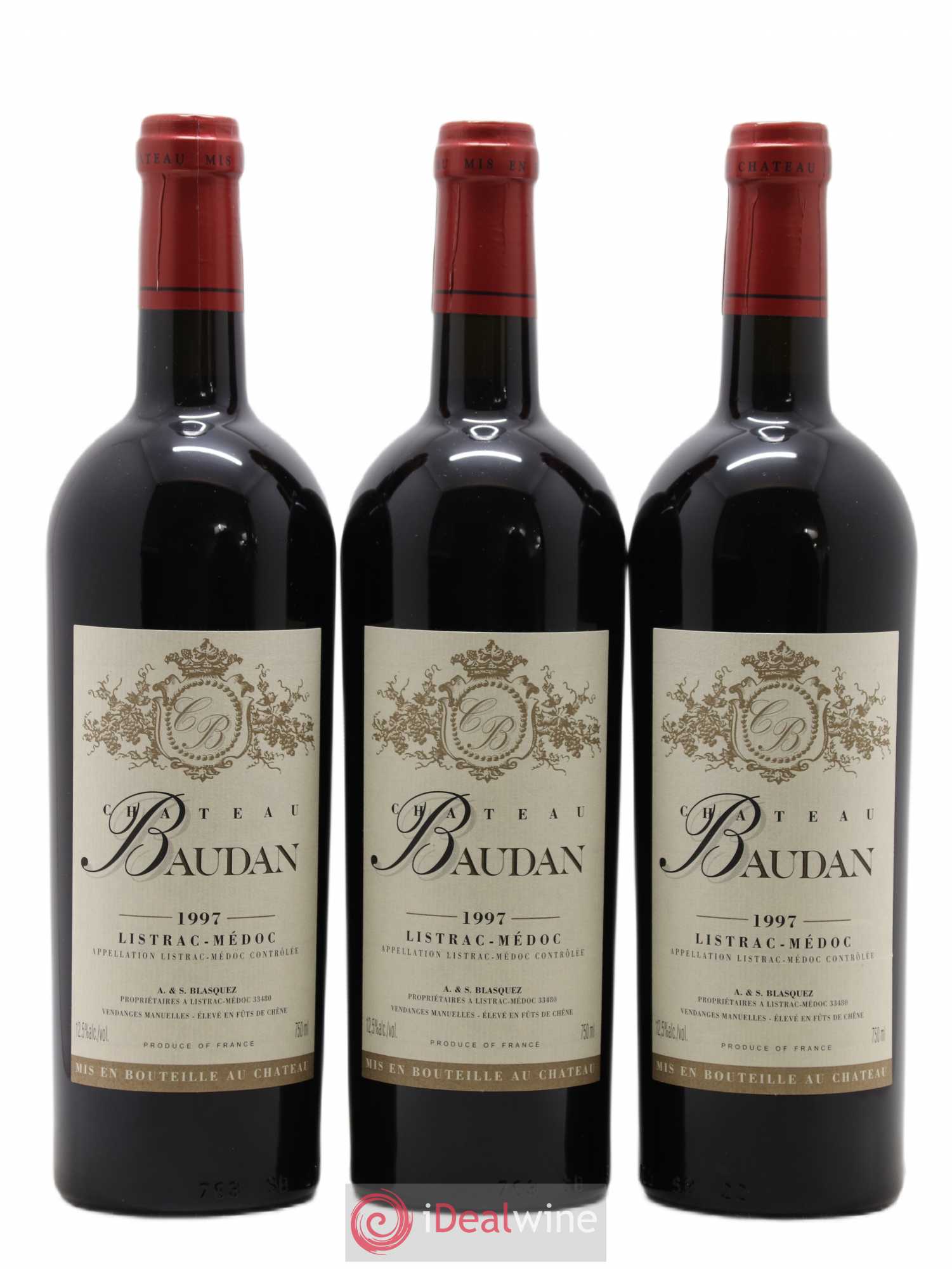 Listrac-Médoc Château Baudan (sans prix de réserve) 1997 - Posten von 3 Flaschen - 0