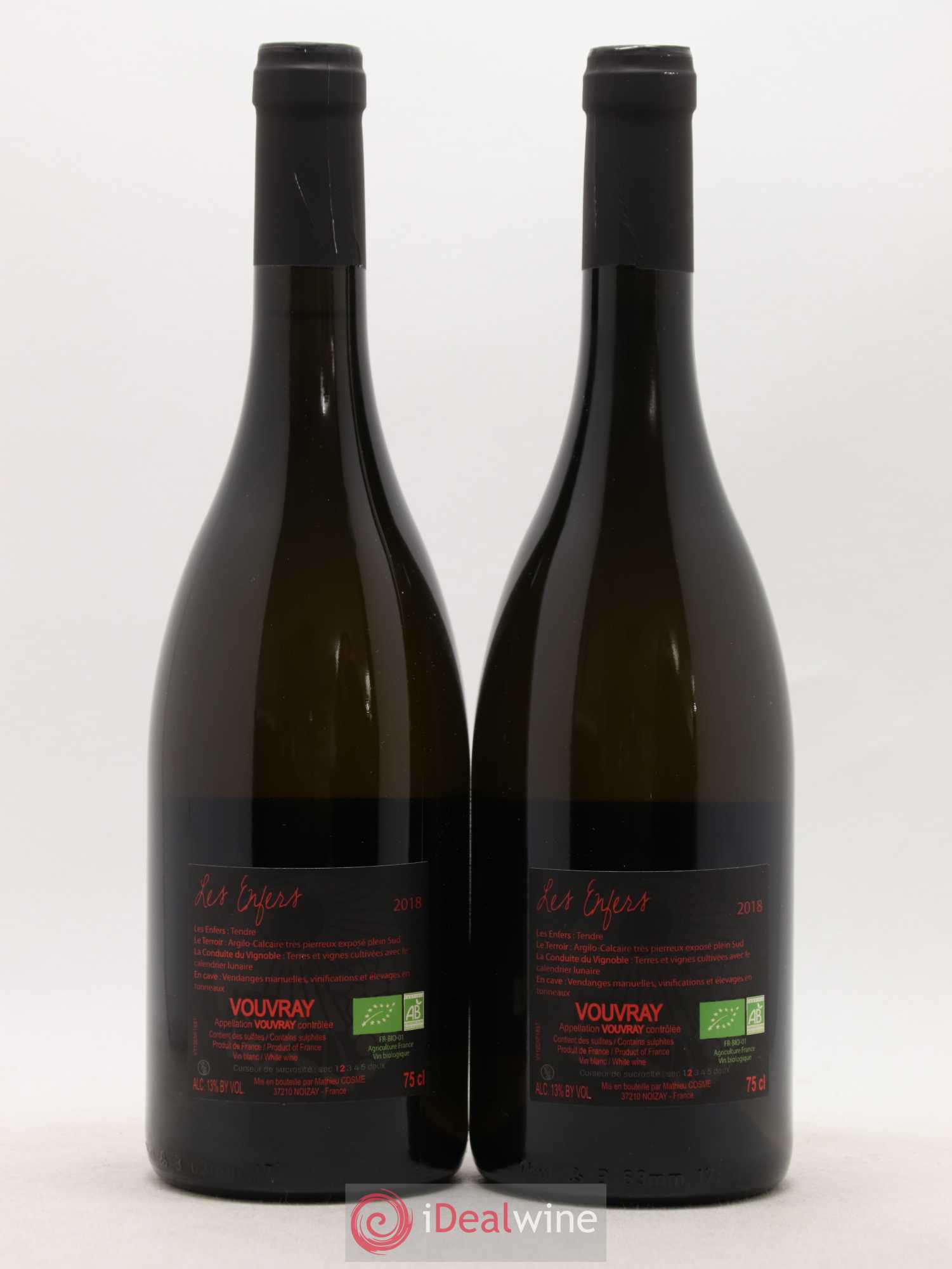 Vouvray Les Enfers Domaine De Beaumont Matthieu Cosme (sans prix de réserve) 2018 - Posten von 2 Flaschen - 1