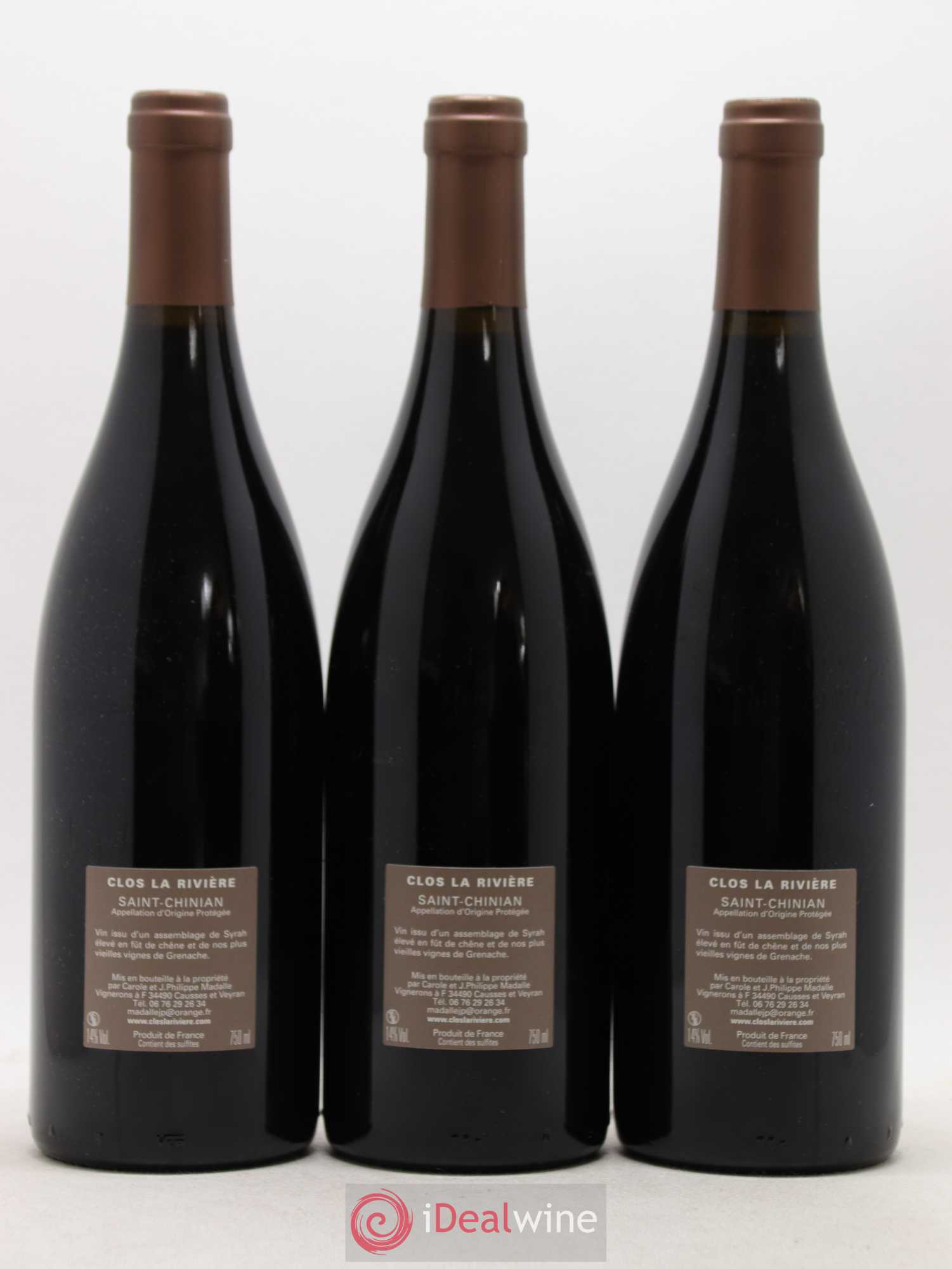 Saint-Chinian Clos De La Riviere (sans prix de réserve) 2016 - Posten von 3 Flaschen - 1