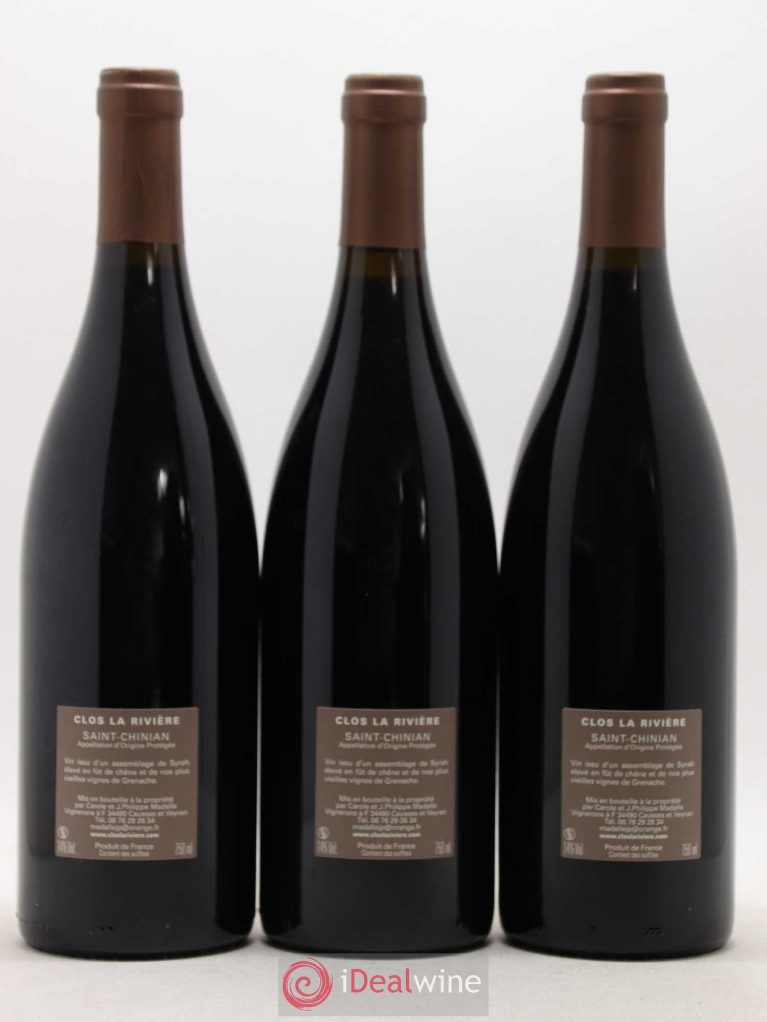 Saint-Chinian Clos De La Riviere (sans prix de réserve) 2016 - Posten von 3 Flaschen - 1