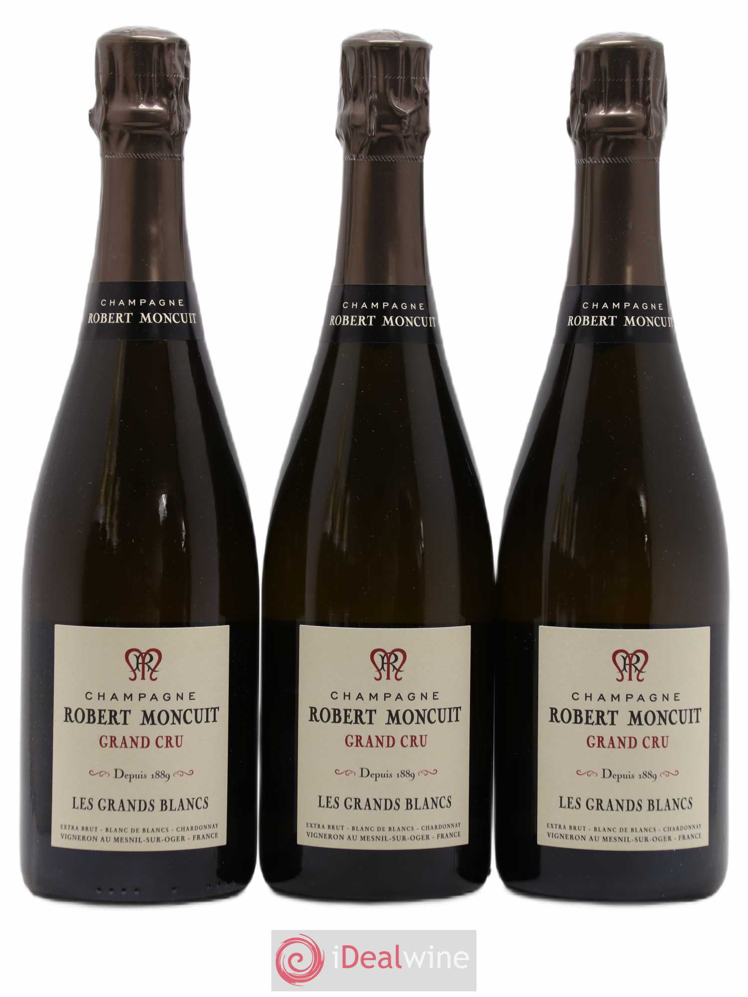 Champagne Grand Cru Extra Brut Robert Moncuit Les Grands Blancs - Posten von 3 Flaschen - 0