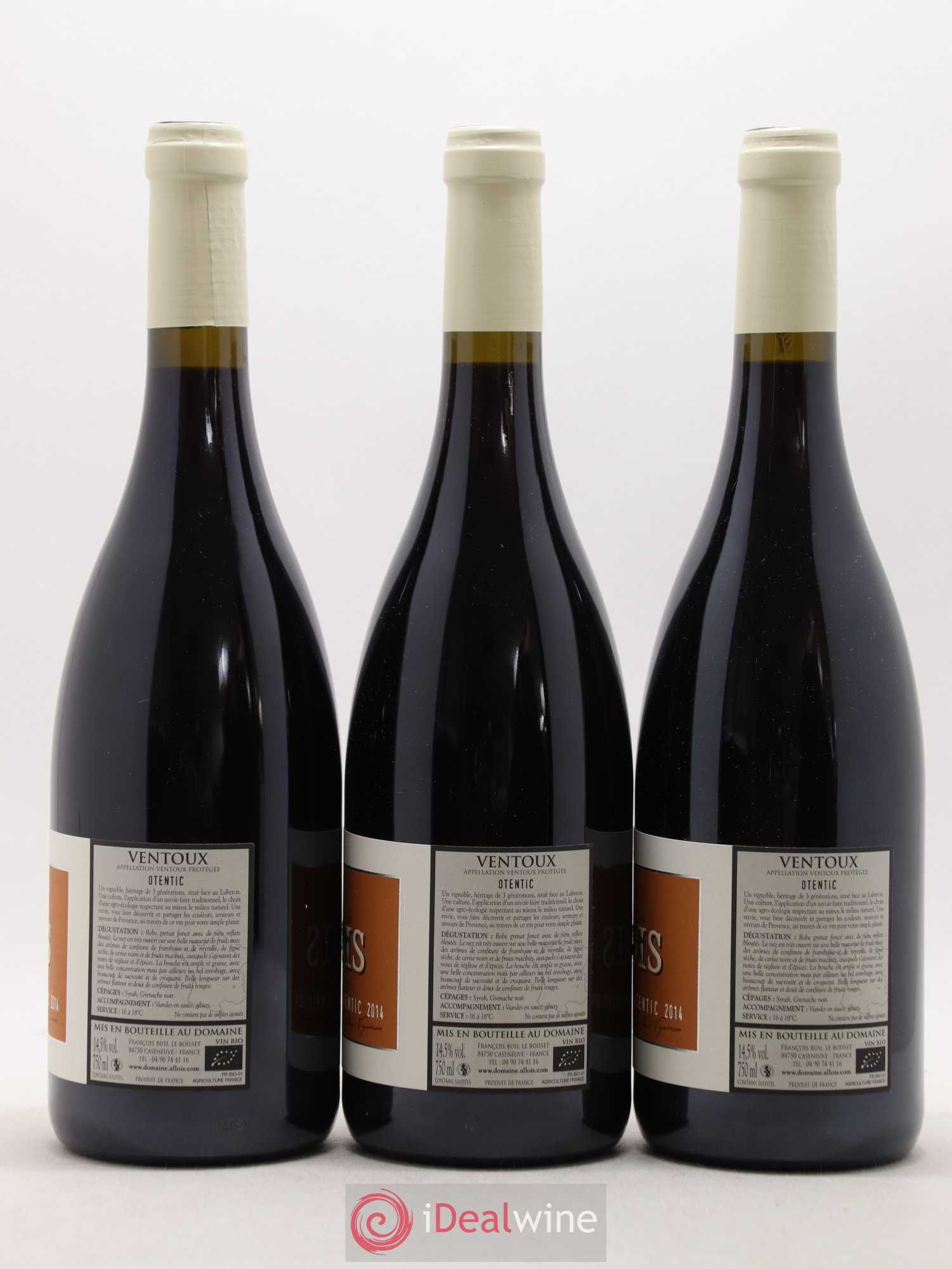 Ventoux Ventoux Domaine Alloïs Otentic (sans prix de réserve) 2014 - Posten von 3 Flaschen - 1