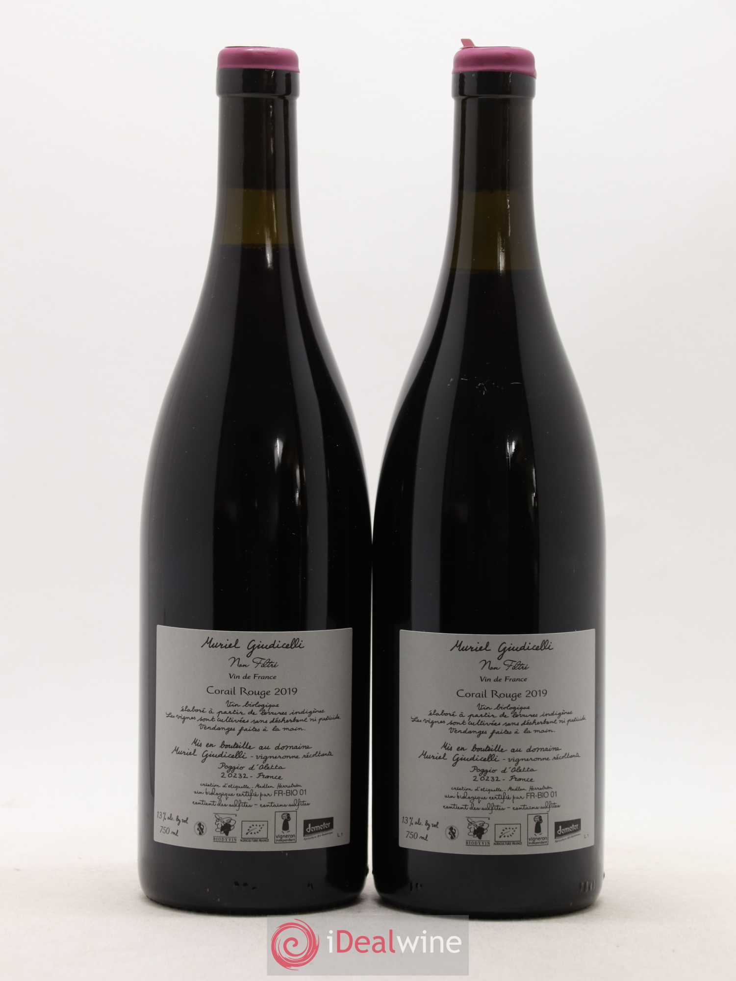 Vin de France Corail Domaine Giudicelli (sans prix de réserve) 2019 - Lot de 2 bouteilles - 1