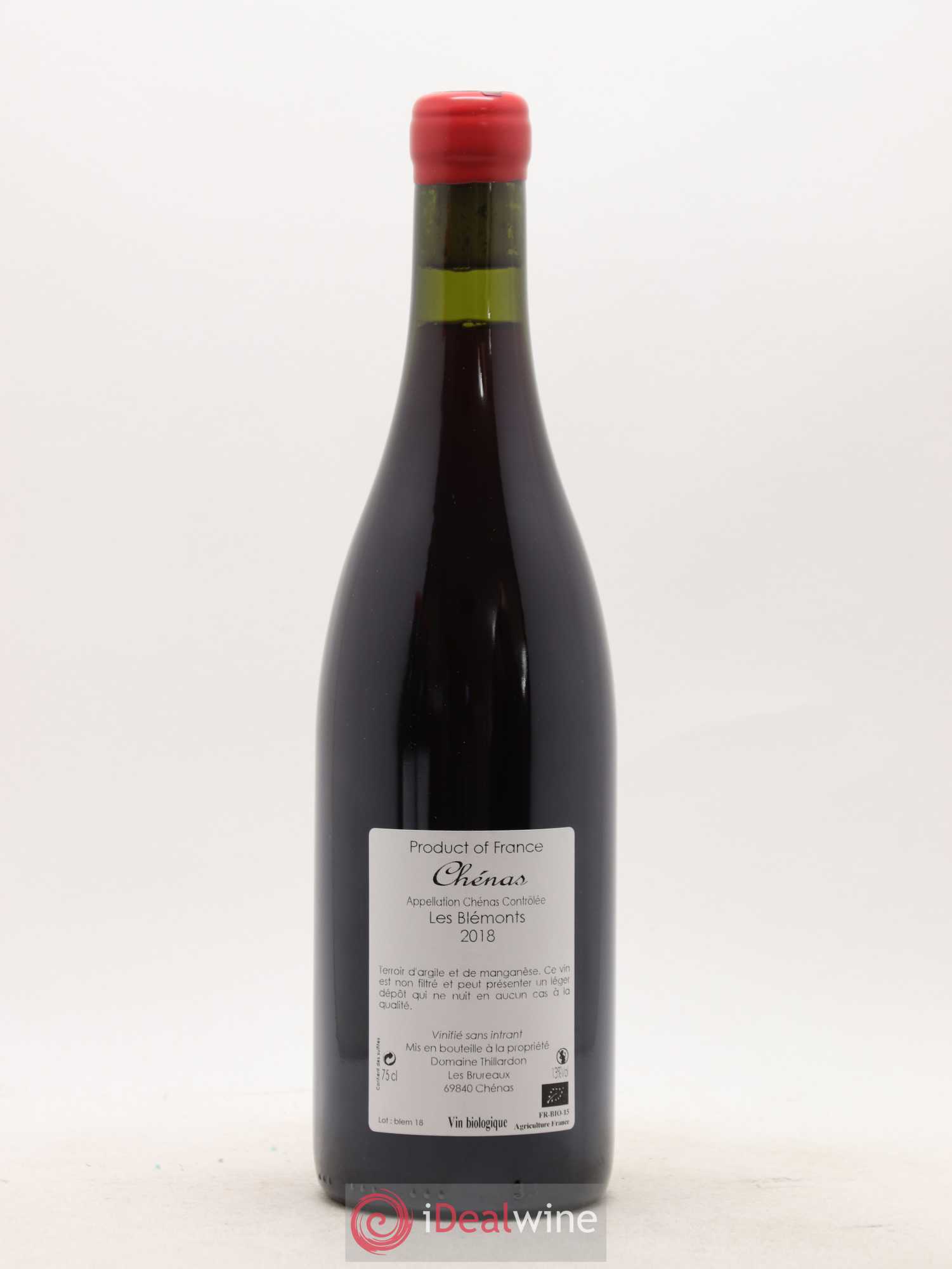 Chénas Les Blémonts Domaine Thillardon (sans prix de réserve) 2018 - Lot de 1 bouteille - 1