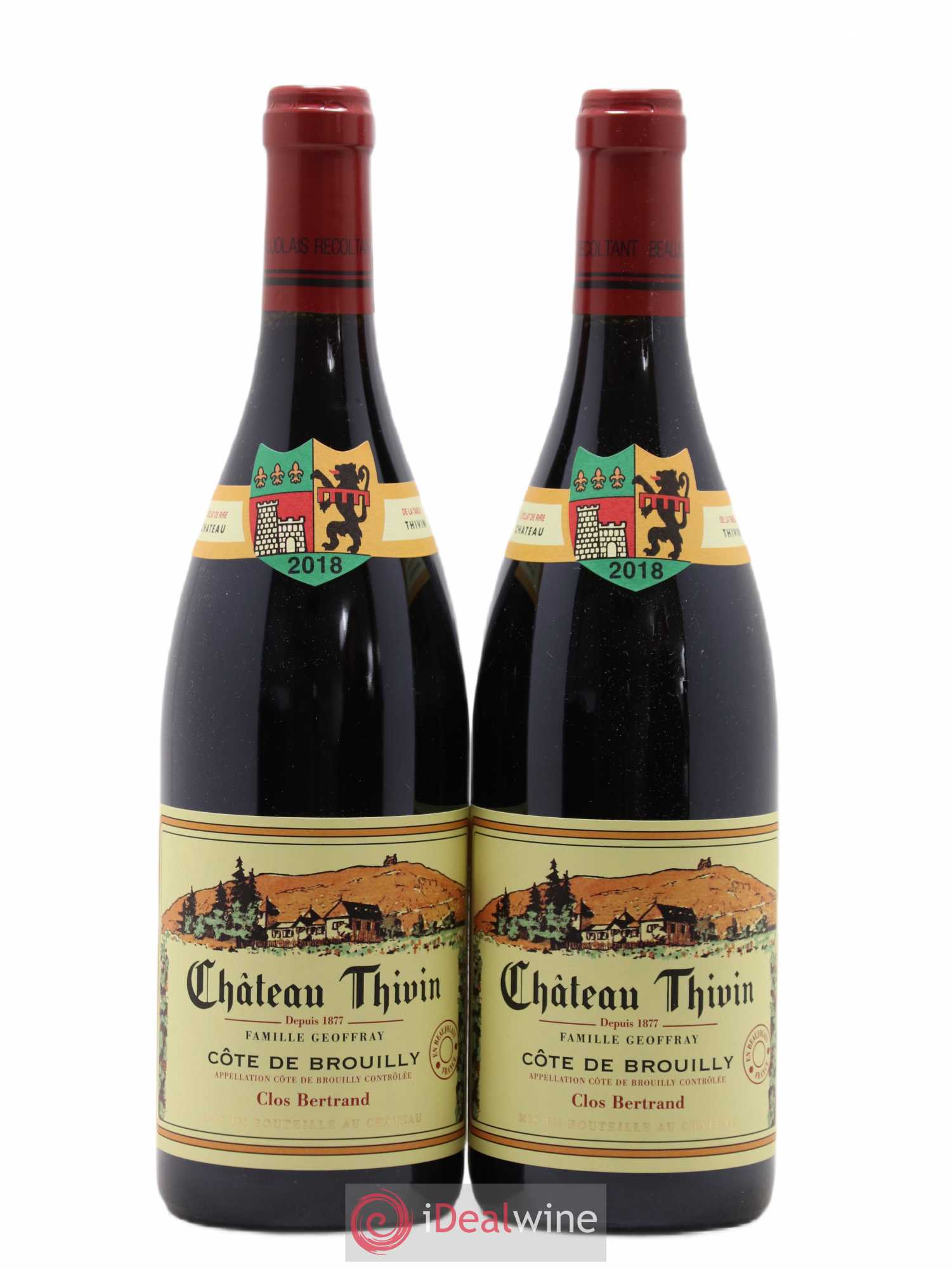 Côte de Brouilly Clos Bertrand Château Thivin (sans prix de réserve) 2018 - Lot de 2 bouteilles - 0
