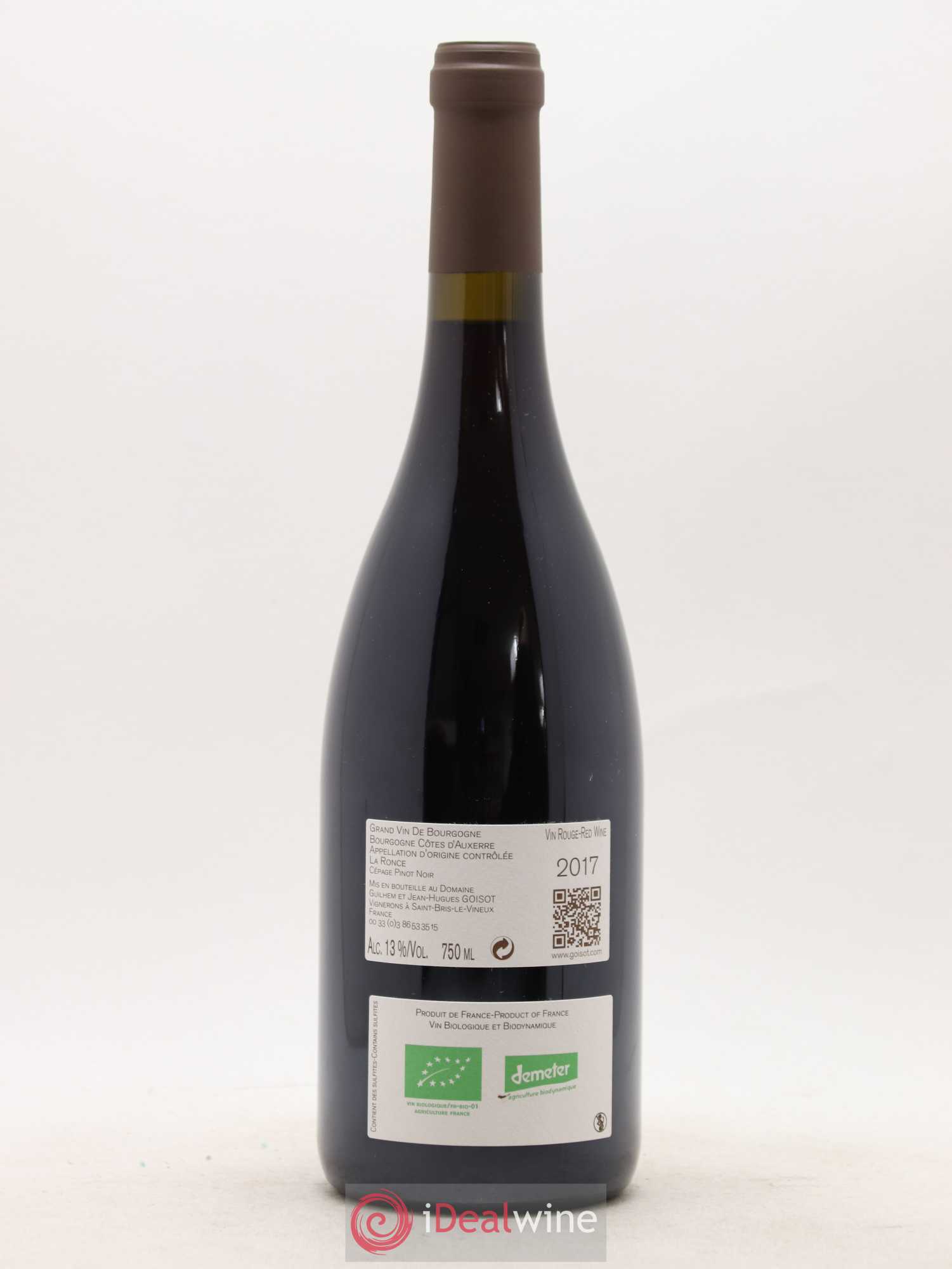 Bourgogne Côtes d'Auxerre La Ronce Goisot (sans prix de réserve) 2017 - Lot de 1 bouteille - 1