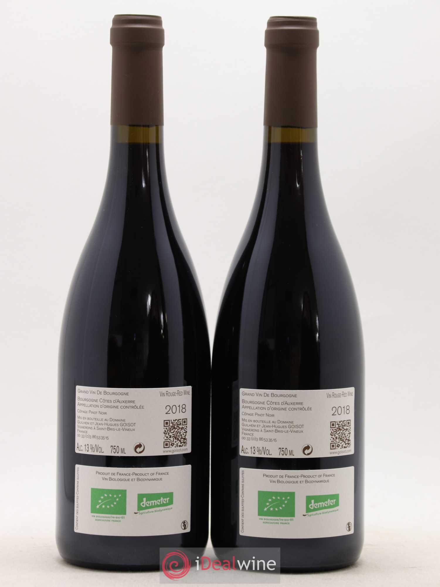 Bourgogne Côtes d'Auxerre Goisot (sans prix de réserve) 2018 - Posten von 2 Flaschen - 1