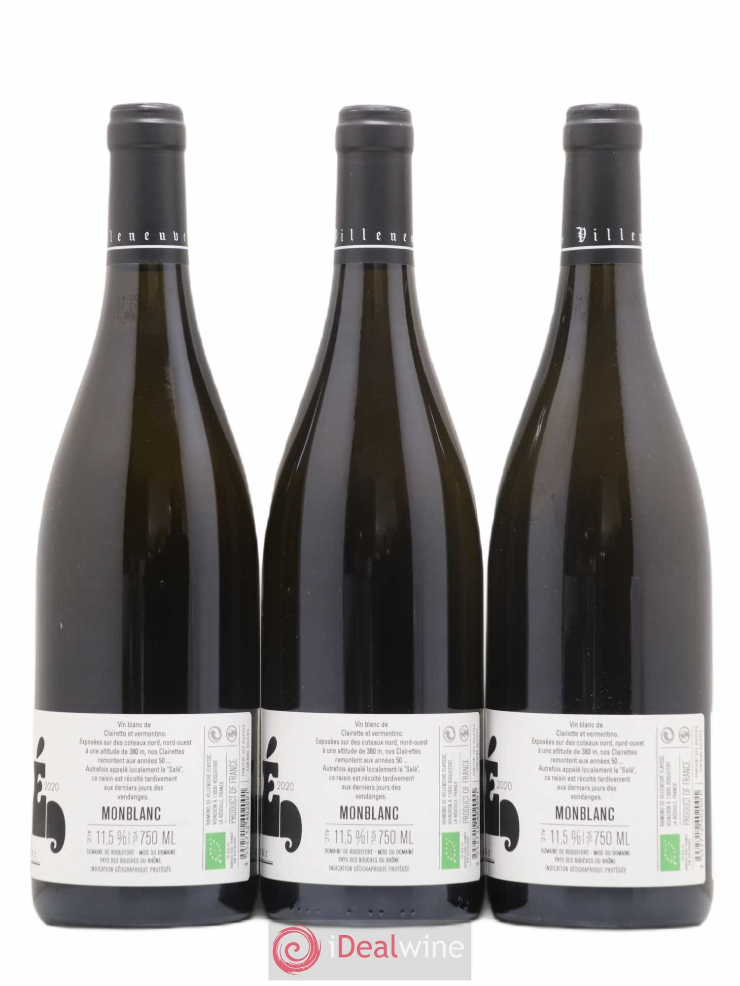 Bouches du Rhône Château de Roquefort Petit Salé Monblanc (sans prix de réserve) 2020 - Lotto di 3 bottiglie - 1