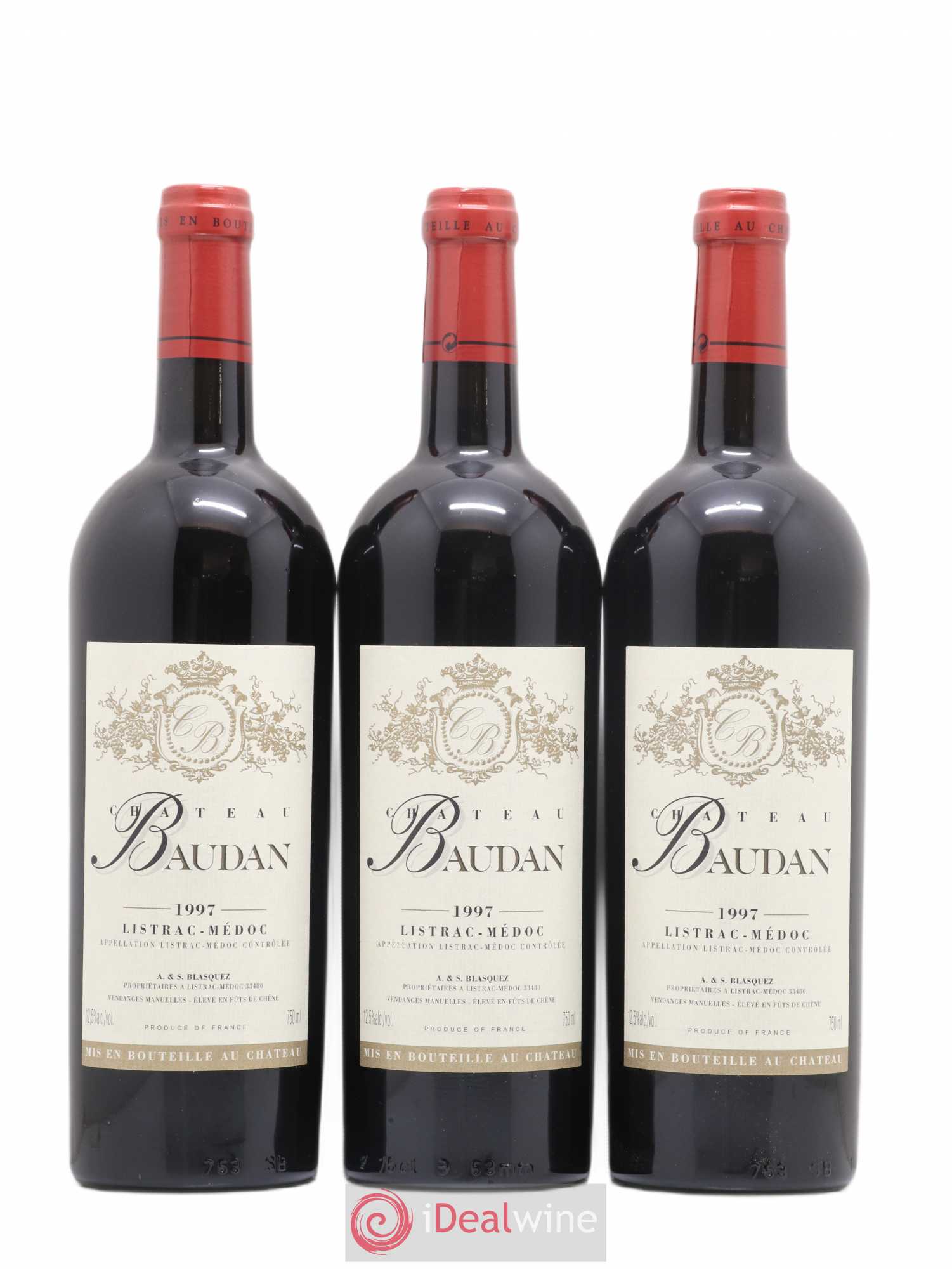 Listrac-Médoc Château Baudan (sans prix de réserve) 1997 - Posten von 3 Flaschen - 0
