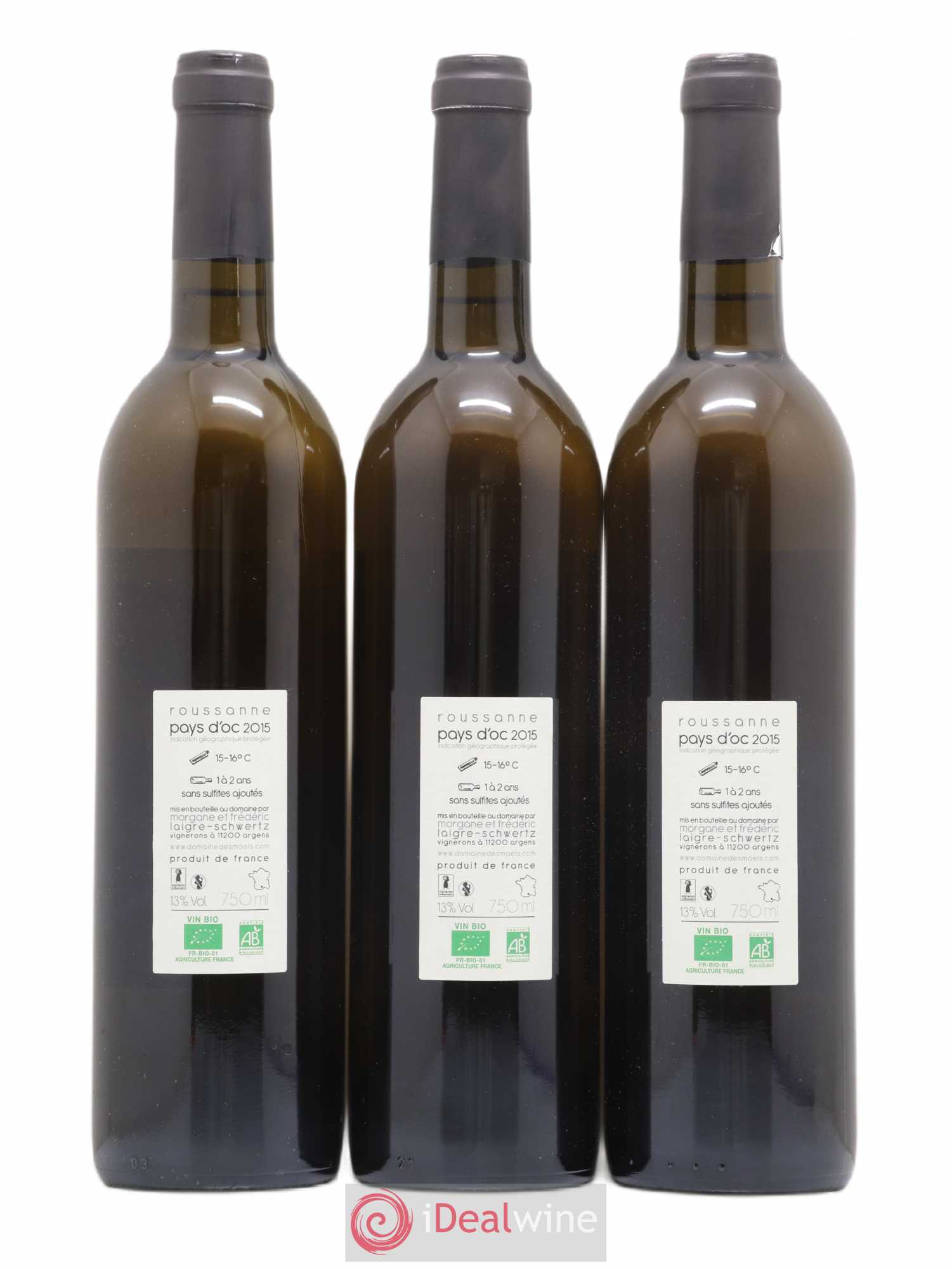 Pays d'Oc Le M des Maels Domaine des Maels Roussanne (sans prix de réserve) 2015 - Posten von 3 Flaschen - 1