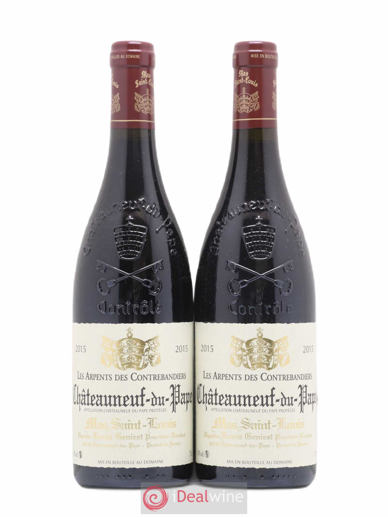 Châteauneuf-du-Pape Les Arpents des Contrebandiers Mas Saint-Louis 2015 - Lot de 2 bouteilles - 0