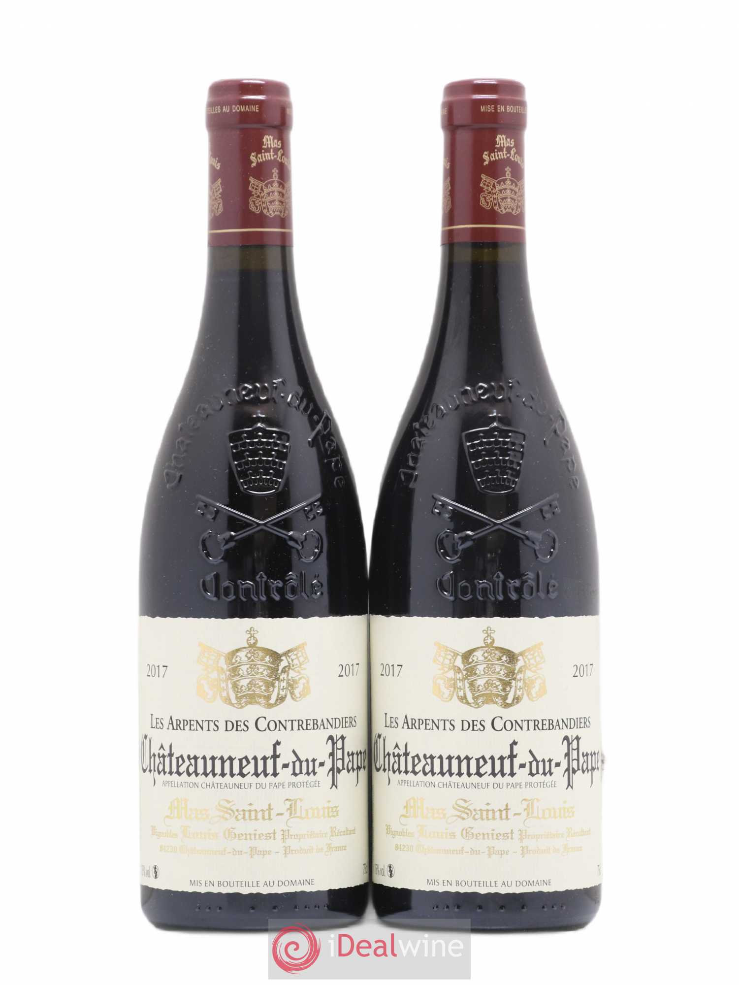 Châteauneuf-du-Pape Les Arpents des Contrebandiers Mas Saint-Louis 2017 - Lot de 2 bouteilles - 0