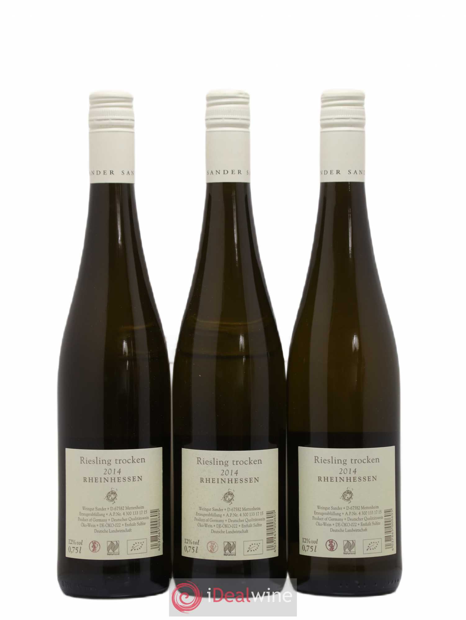 Allemagne Rheinhessen Riesling Trocken Sander (sans prix de réserve) 2014 - Posten von 3 Flaschen - 1