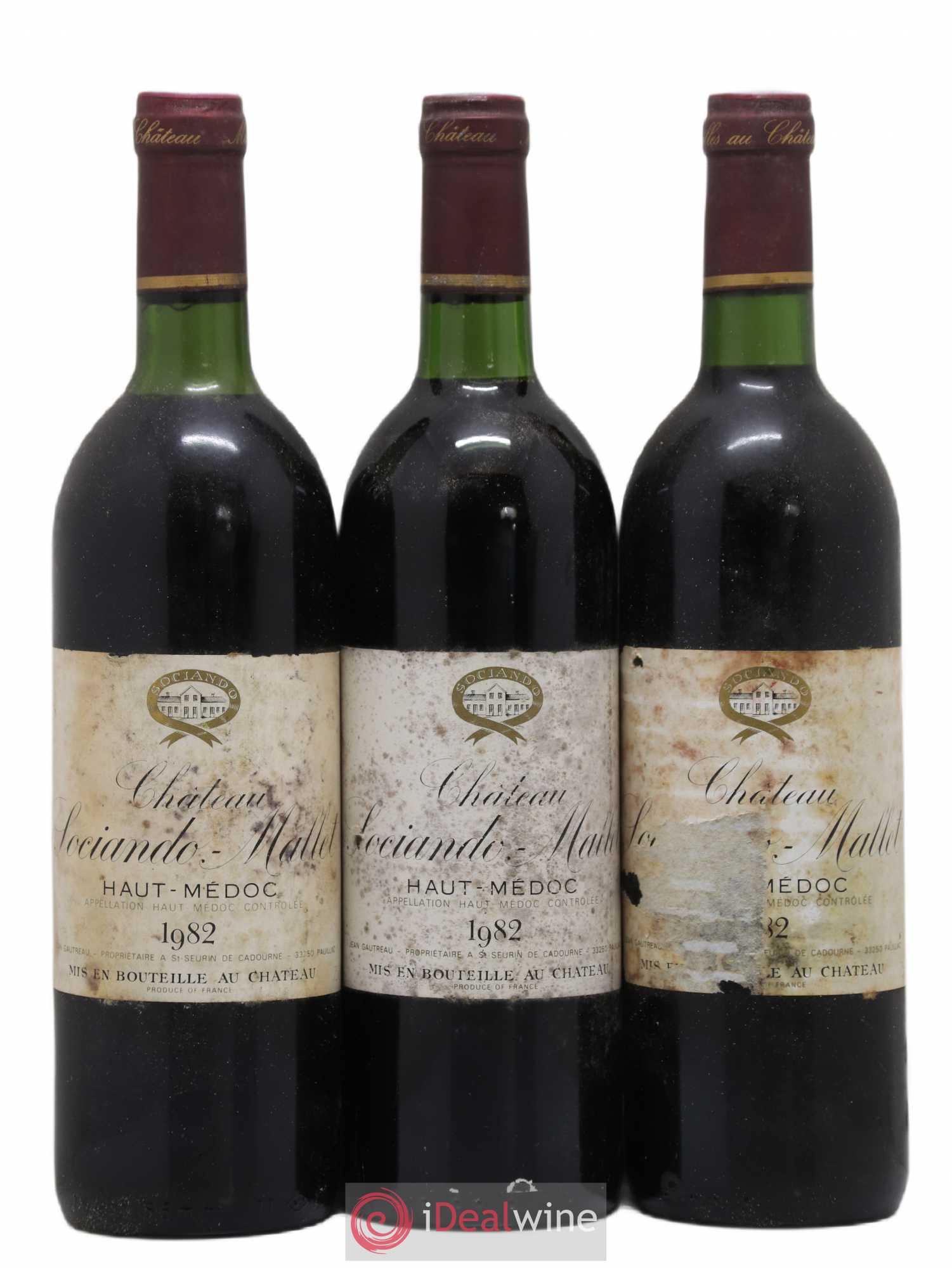 Château Sociando Mallet (sans prix de réserve) 1982 - Lot de 3 bouteilles - 0