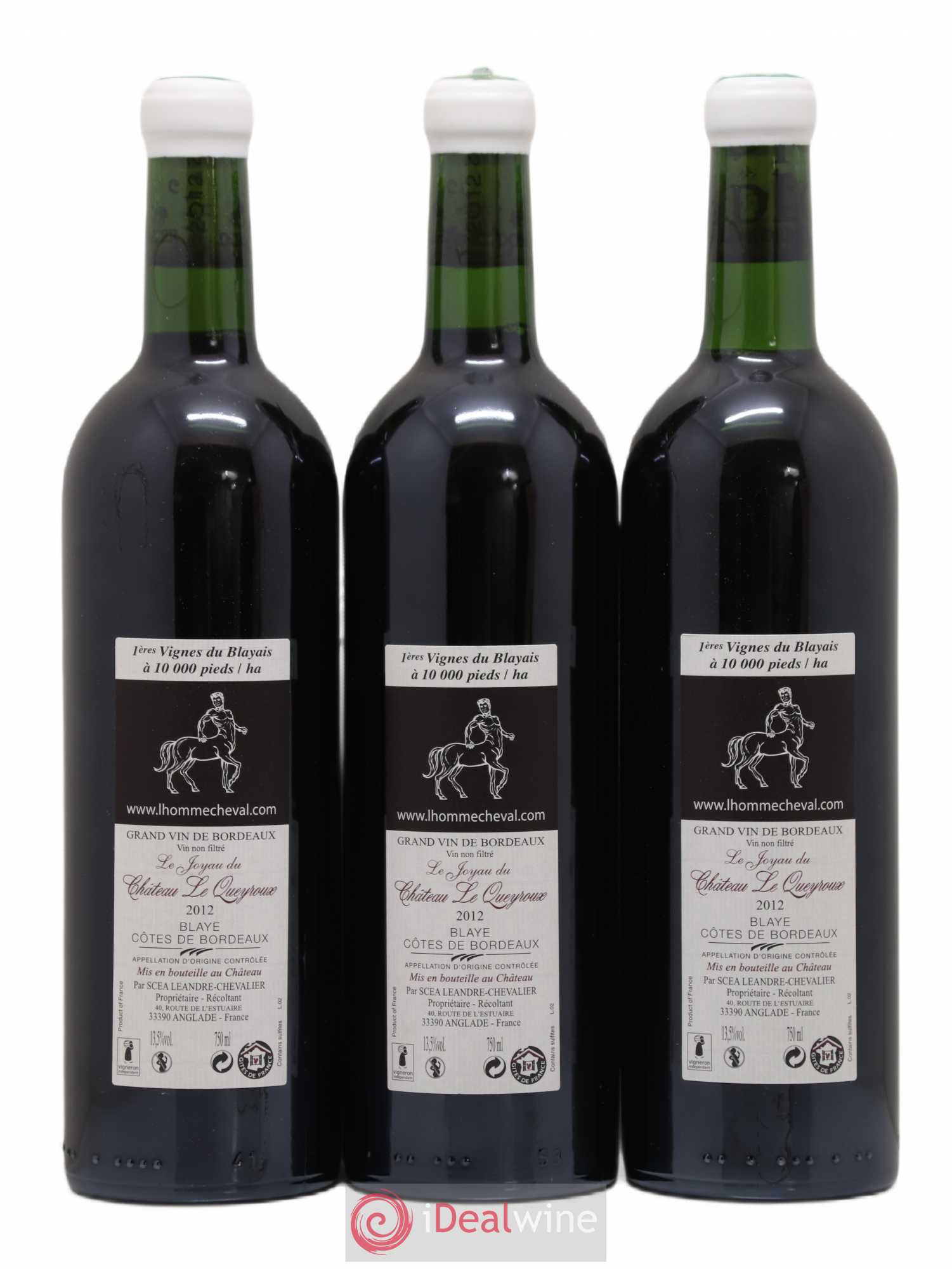 Premières-Côtes-de-Blaye (Blaye-Côtes-de-Bordeaux) Château Le Queyroux Le Joyau (no reserve) 2012 - Lot of 3 bottles - 1