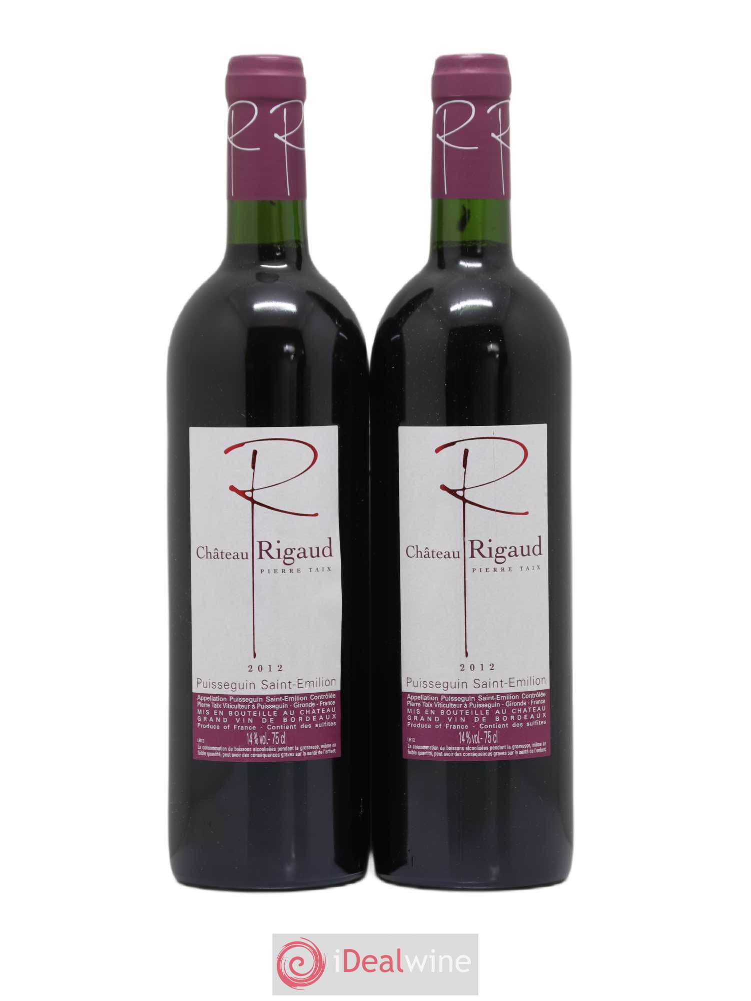 Puisseguin Saint-Émilion Château Rigaud (sans prix de réserve) 2012 - Lot de 2 bouteilles - 0
