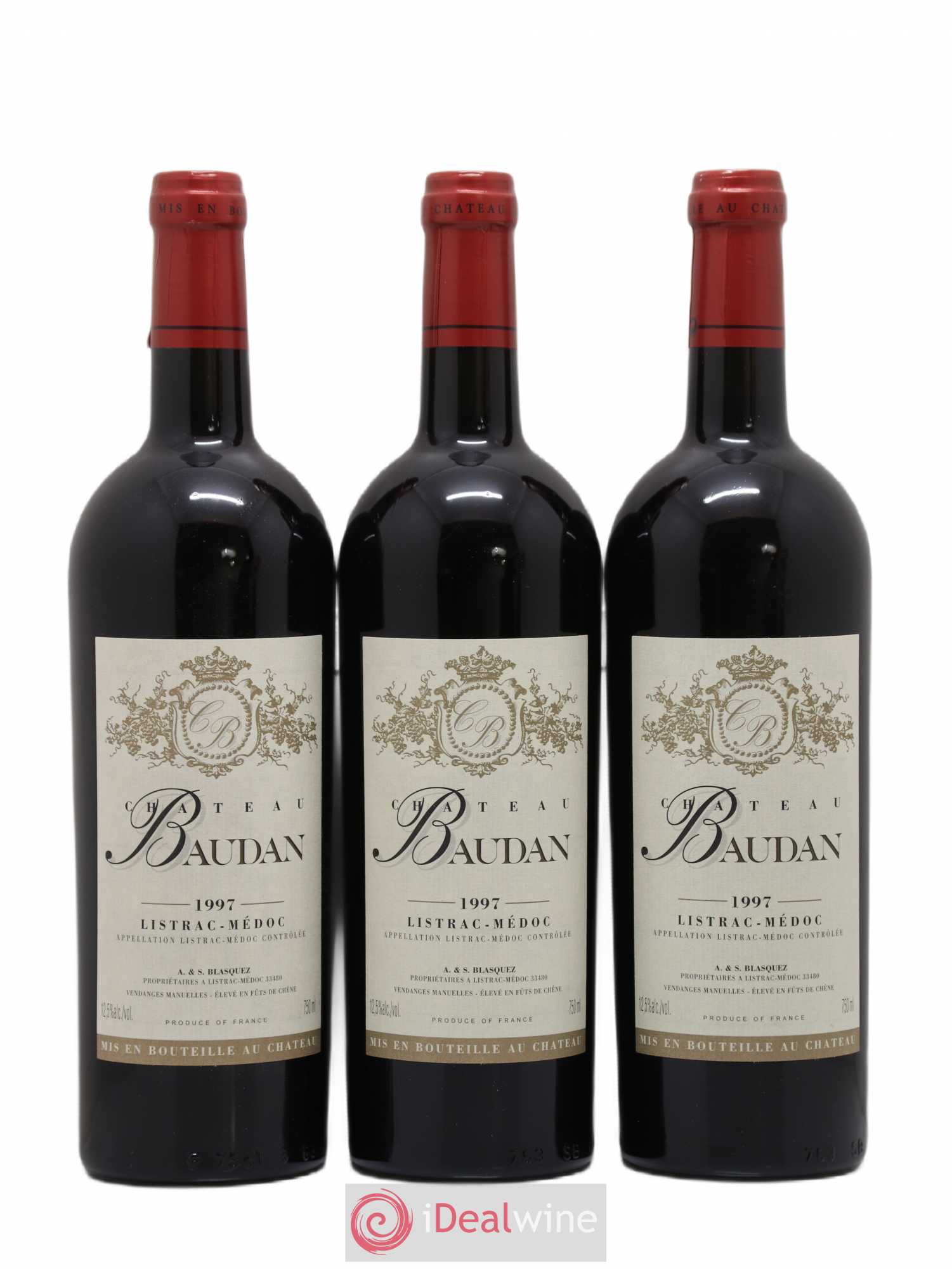 Listrac-Médoc Château Baudan (sans prix de réserve) 1997 - Posten von 3 Flaschen - 0