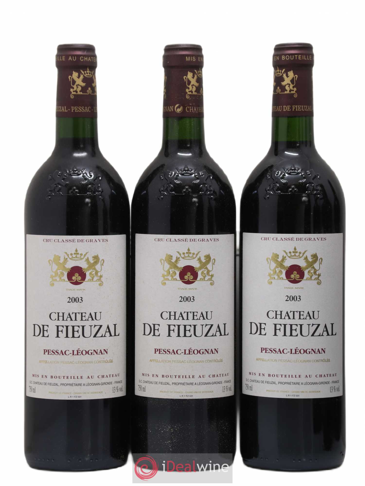 Château de Fieuzal Cru Classé de Graves (sans prix de réserve) 2003 - Lot de 6 bouteilles - 1