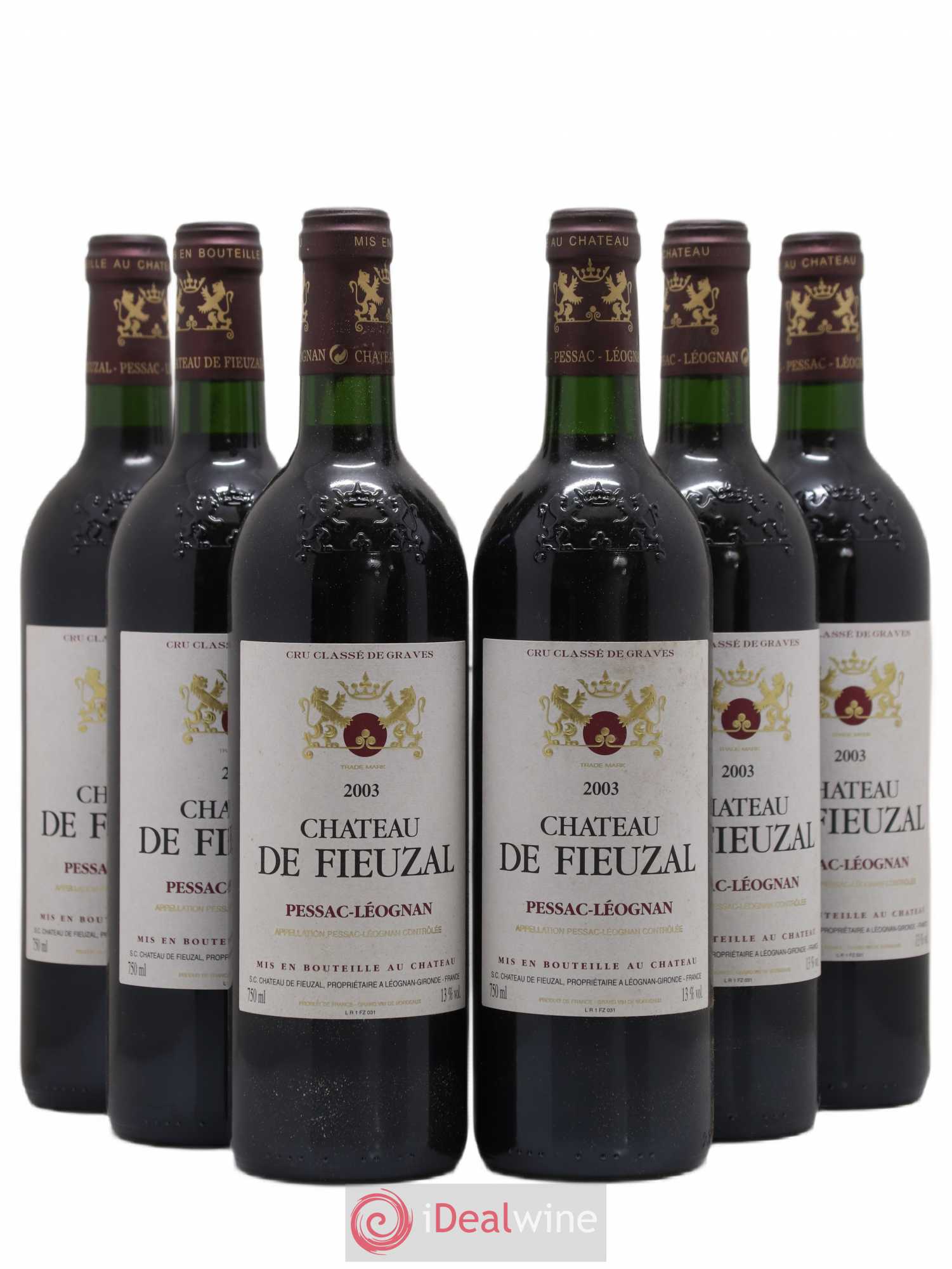 Château de Fieuzal Cru Classé de Graves (sans prix de réserve) 2003 - Lot de 6 bouteilles - 0