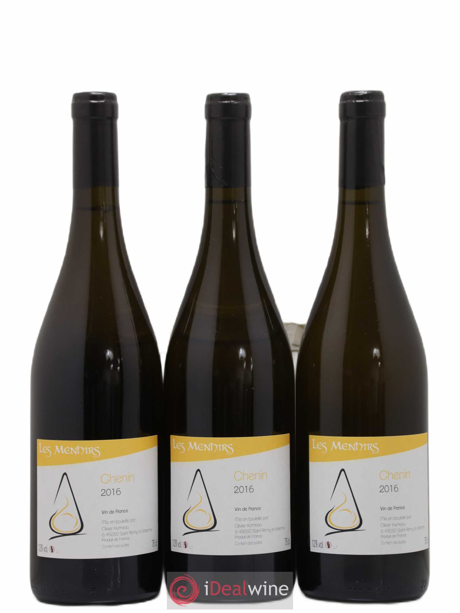 Vin de France Chenin Domaine Les Menhirs Olivier Humeau (sans prix de réserve) 2016 - Posten von 3 Flaschen - 0