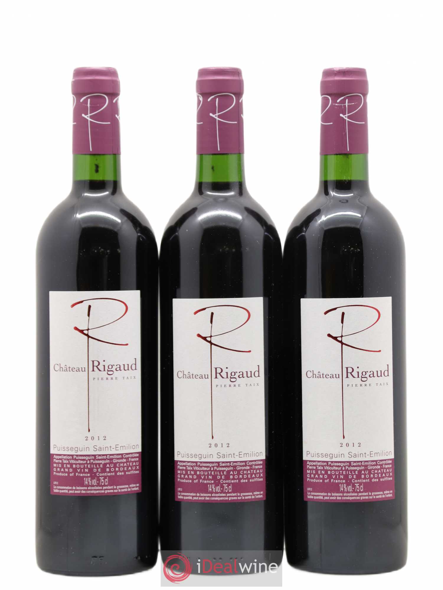 Puisseguin Saint-Émilion Château Rigaud (sans prix de réserve) 2012 - Lot de 6 bouteilles - 1