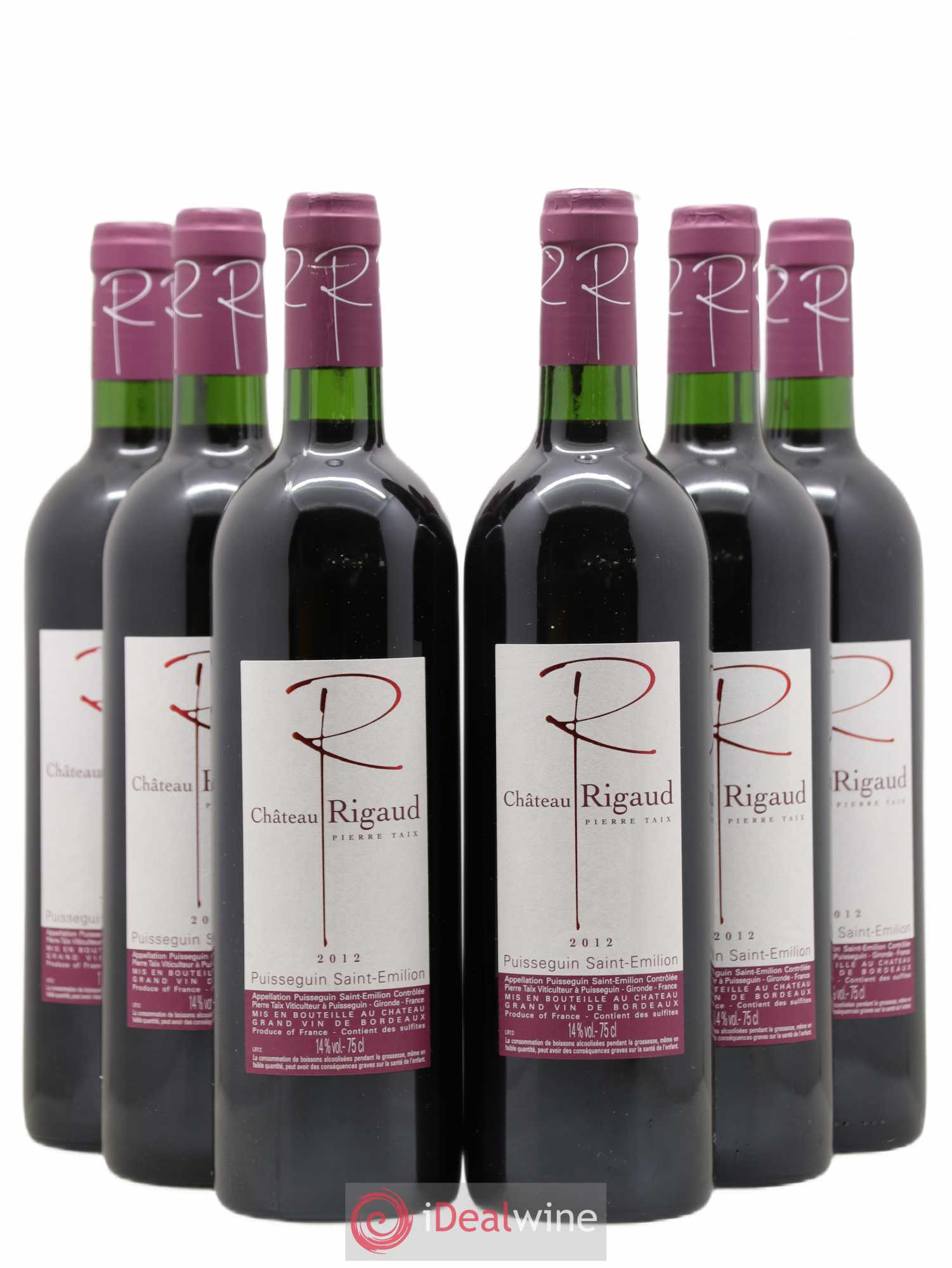 Puisseguin Saint-Émilion Château Rigaud (sans prix de réserve) 2012 - Lot de 6 bouteilles - 0