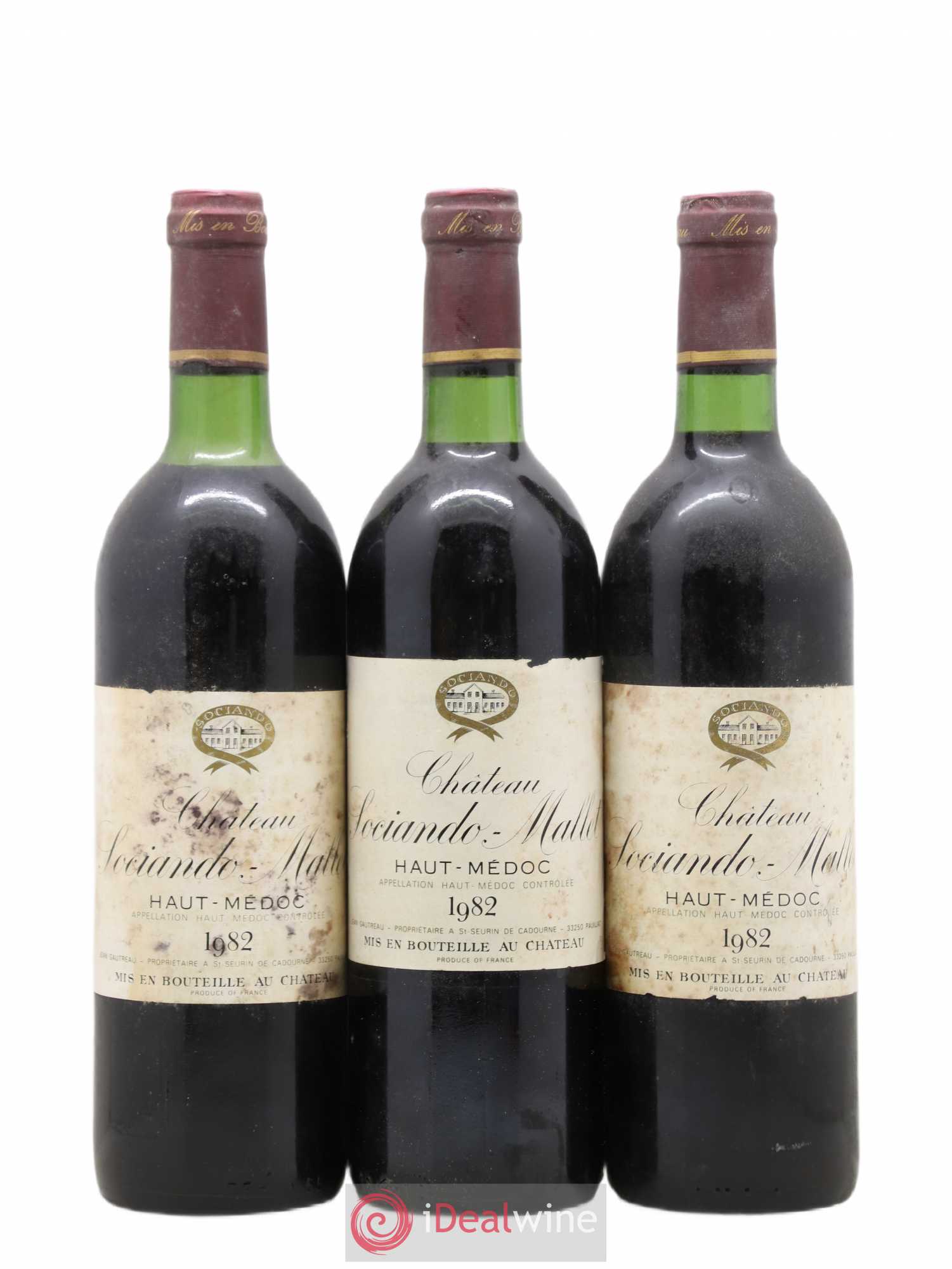 Château Sociando Mallet (sans prix de réserve) 1982 - Lot de 3 bouteilles - 0