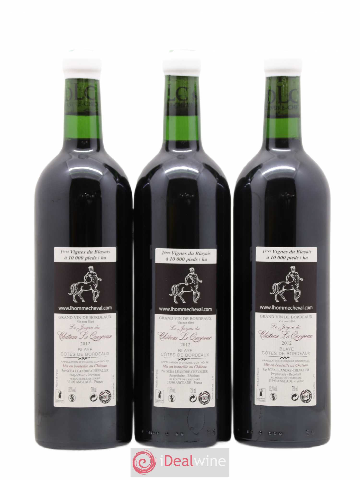Bordeaux Château Le Queyroux D. Leandre Chevalier Le Joyau (sans prix de réserve) 2012 - Lot de 3 bouteilles - 1