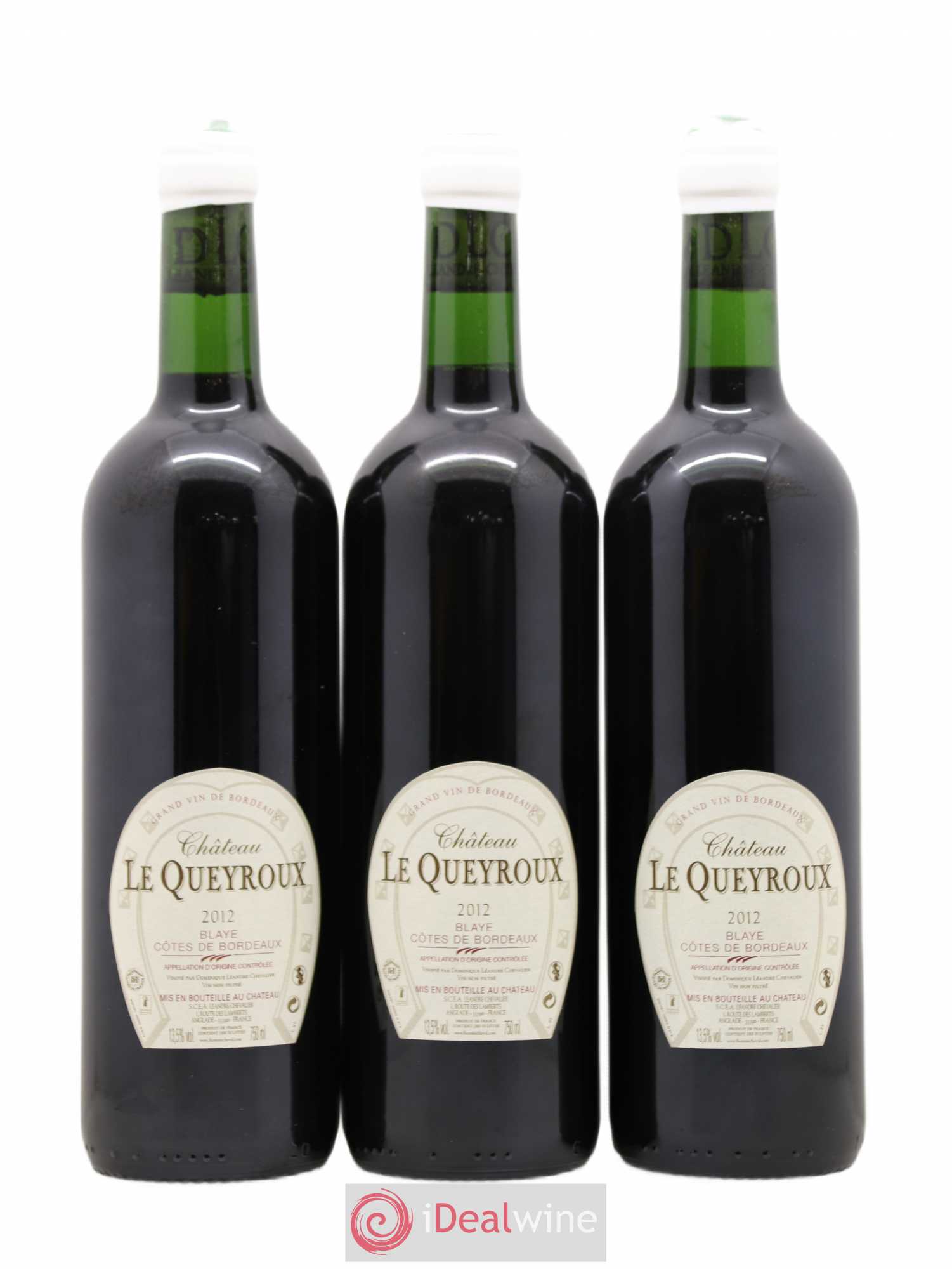 Bordeaux Château Le Queyroux D. Leandre Chevalier (sans prix de réserve) 2012 - Lot de 3 bouteilles - 1