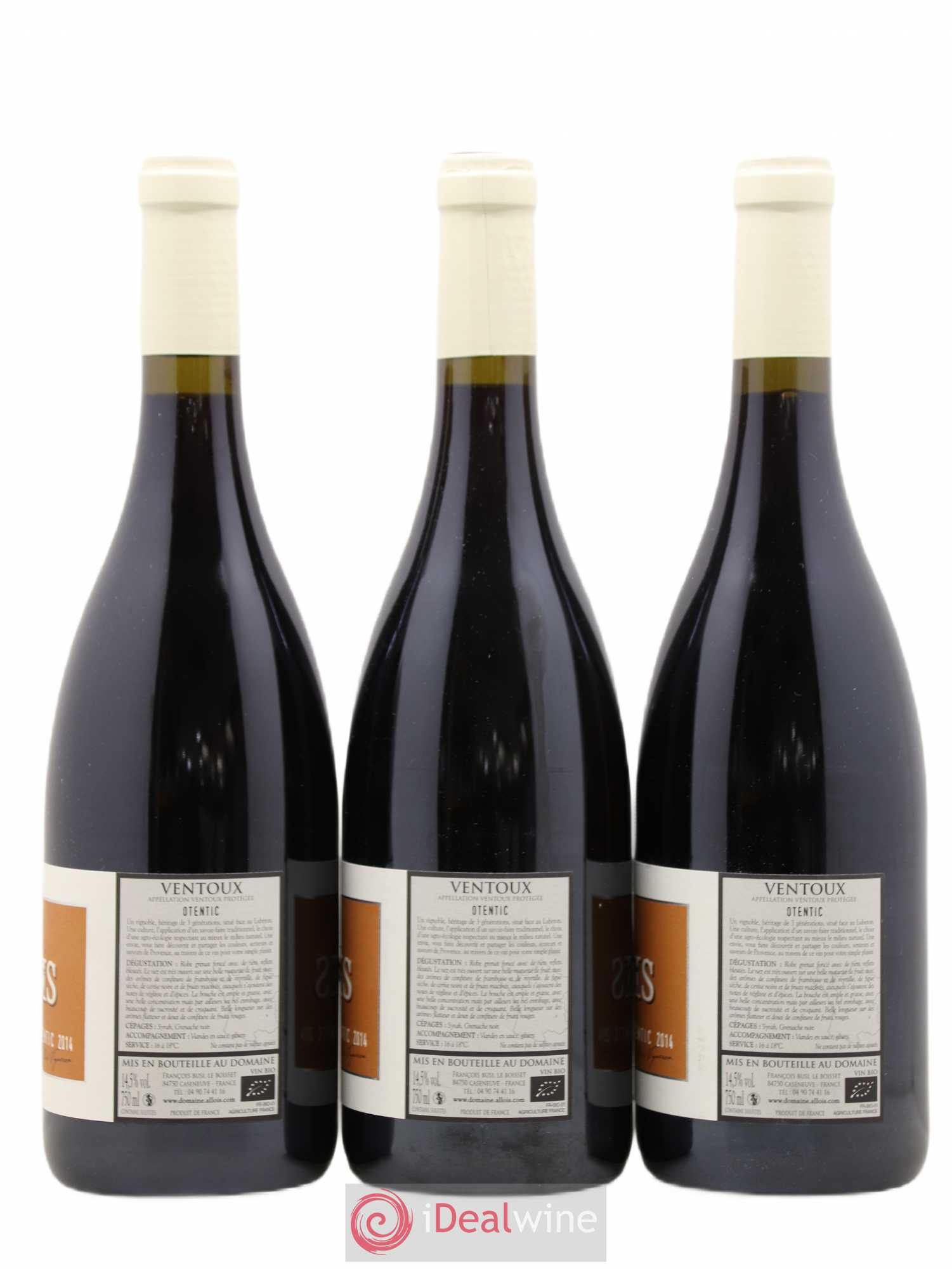Ventoux Otentic Domaine Allois (sans prix de réserve) 2014 - Posten von 3 Flaschen - 1