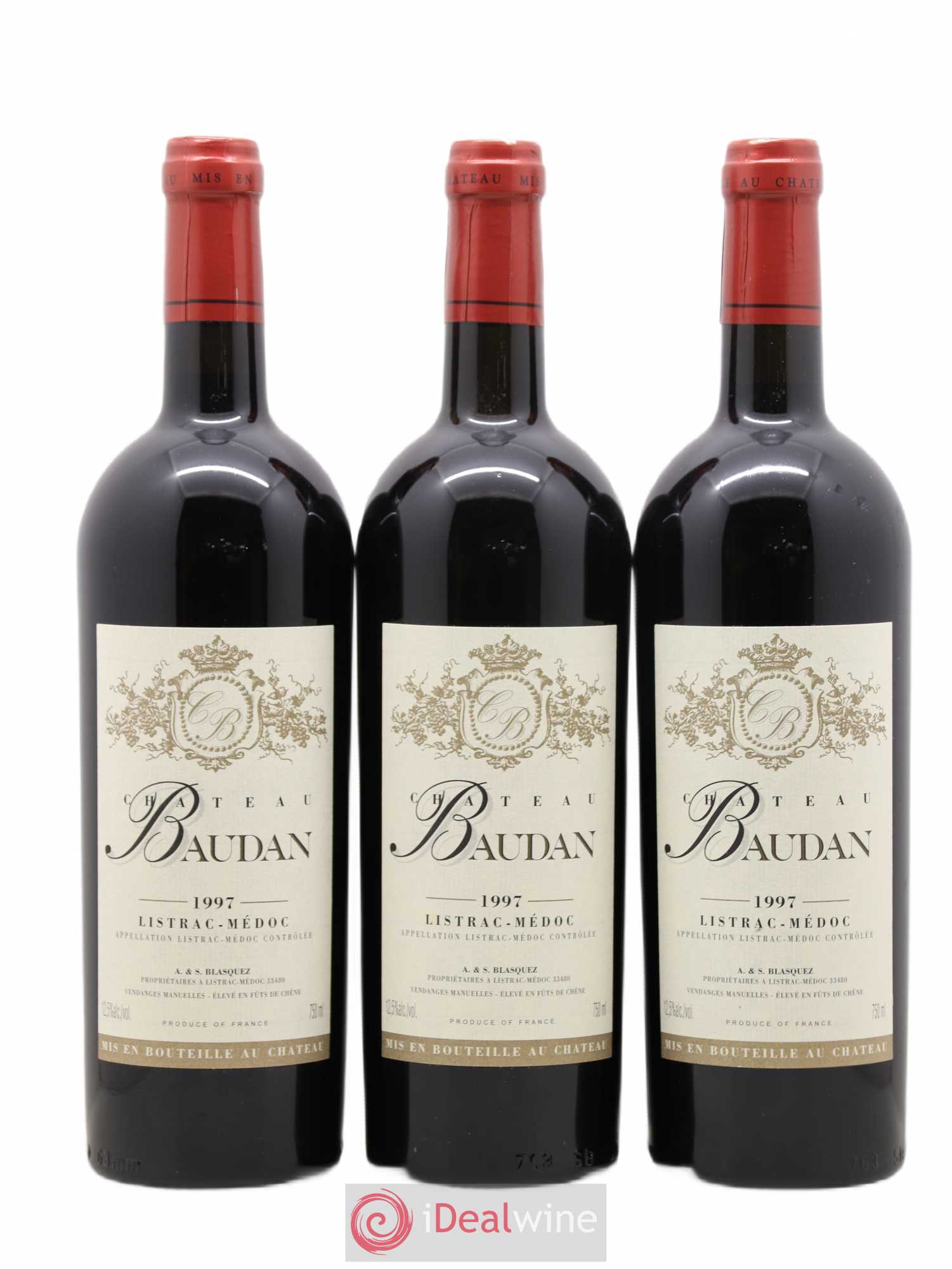 Listrac-Médoc Château Baudan (sans prix de réserve) 1997 - Posten von 3 Flaschen - 0