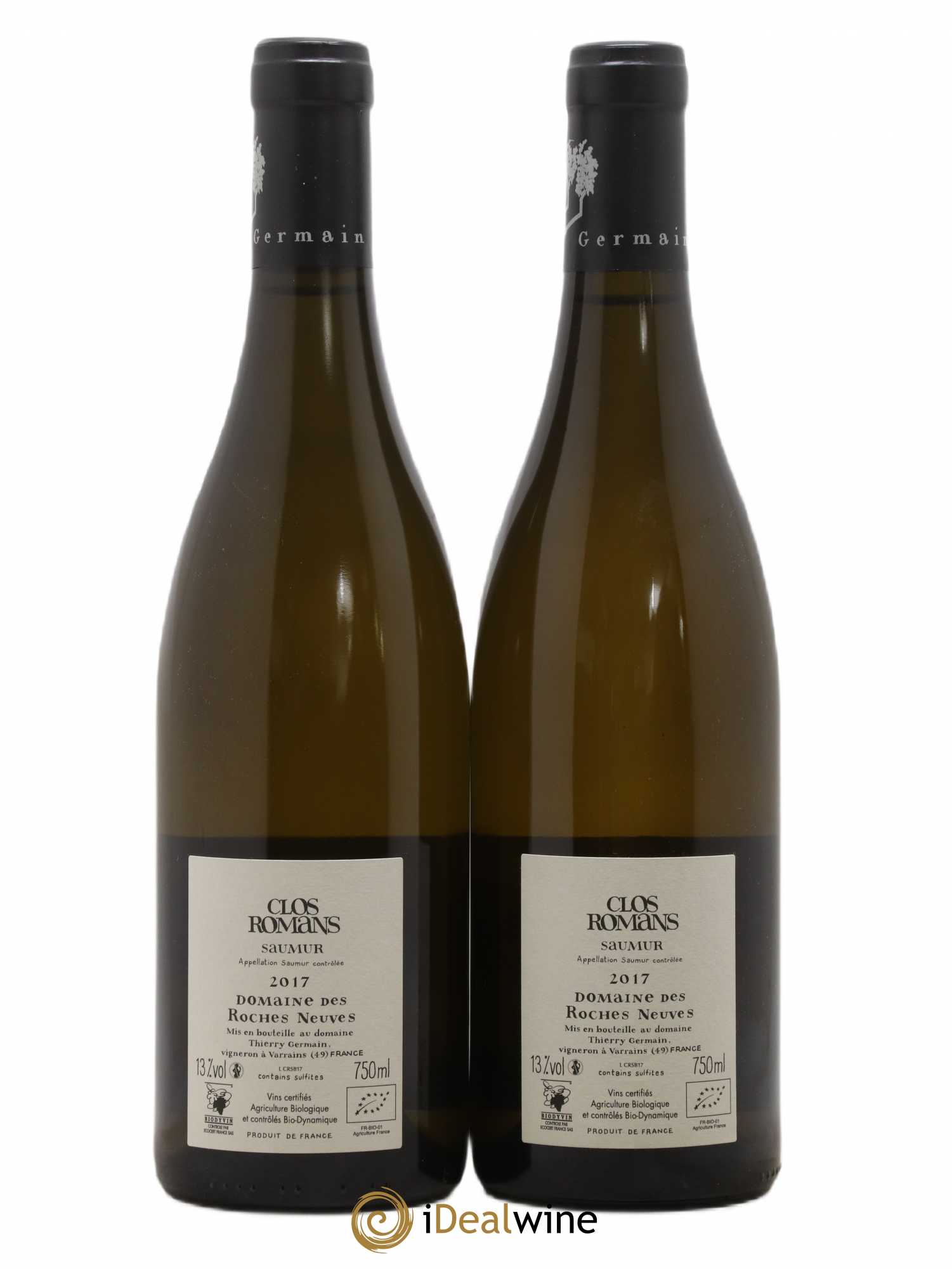 Saumur Clos Romans Domaine des Roches Neuves - Thierry Germain  (sans prix de réserve) 2017 - Lot de 2 bouteilles - 1