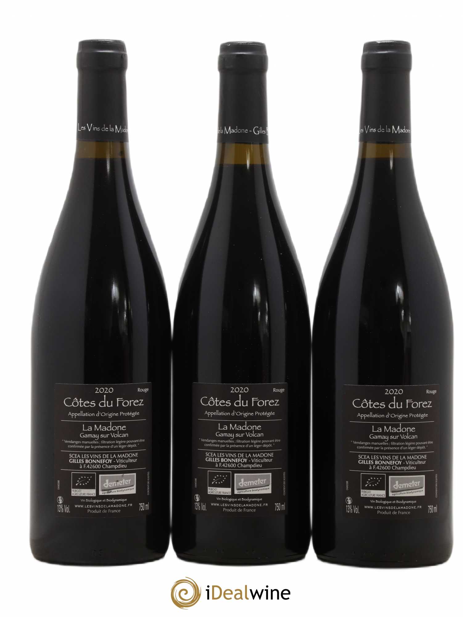 Vin de France Cotes du Forez La Madone Gamay sur Volcan Gilles Bonnefoy (sans prix de réserve) 2020 - Lot de 3 bouteilles - 1
