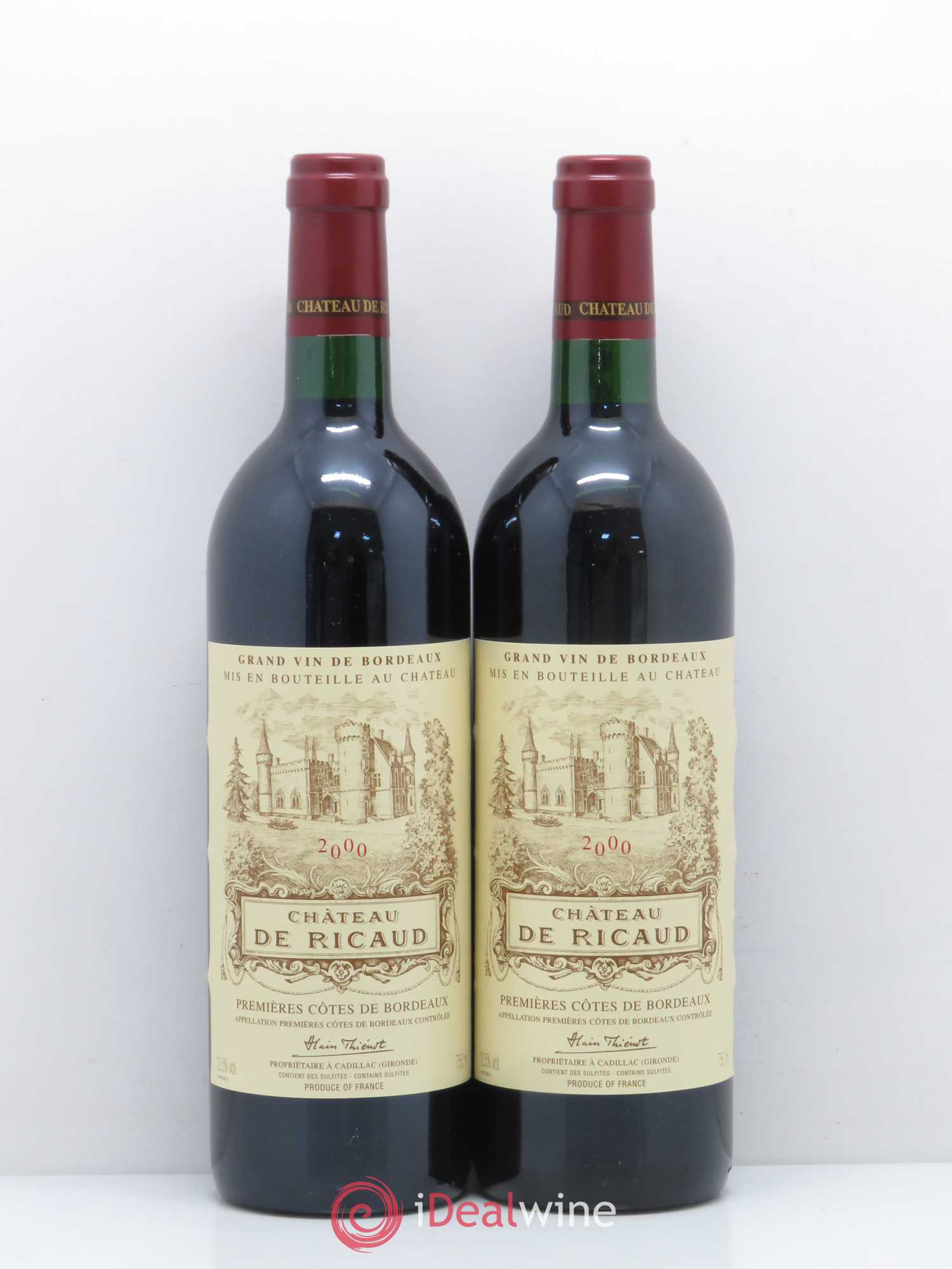 Bordeaux Château de Ricaud (sans prix de réserve) 2000 - Lot de 2 bouteilles - 0