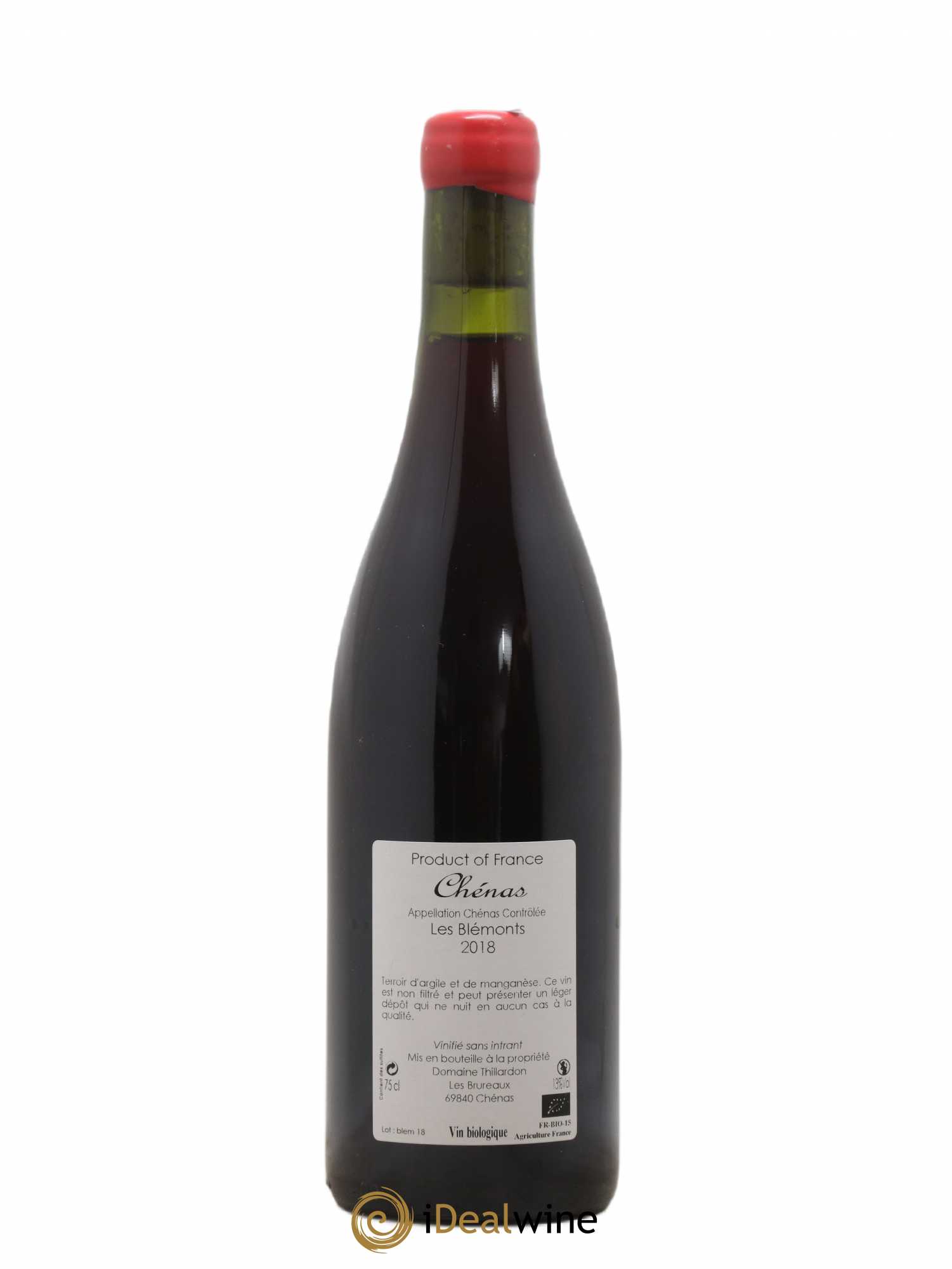 Chénas Les Blémonts Domaine Thillardon (sans prix de réserve) 2018 - Lot de 1 bouteille - 1