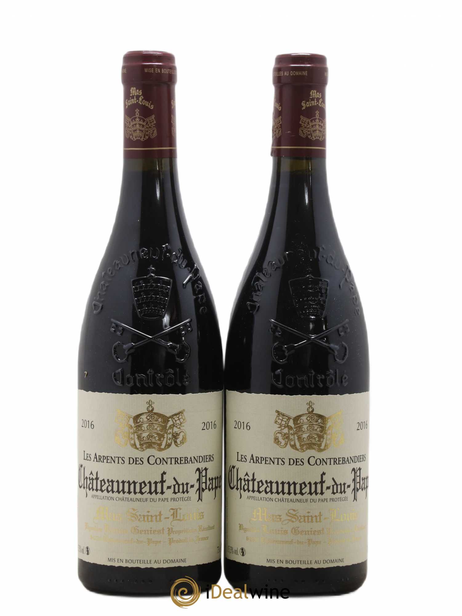 Châteauneuf-du-Pape Les Arpents des Contrebandiers Mas Saint-Louis (sans prix de réserve) 2016 - Lot de 2 bouteilles - 0