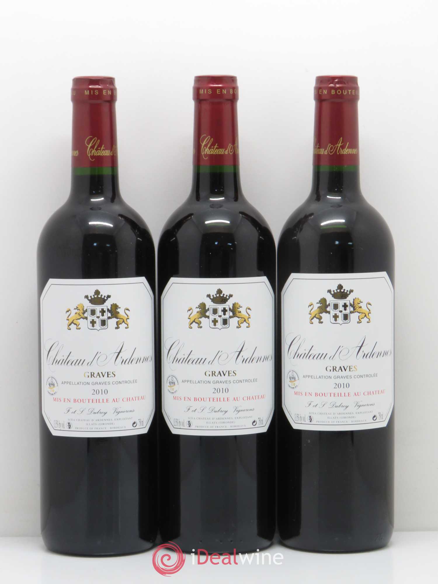 Graves Château d'Ardennes (sans prix de réserve) 2010 - Posten von 3 Flaschen - 0