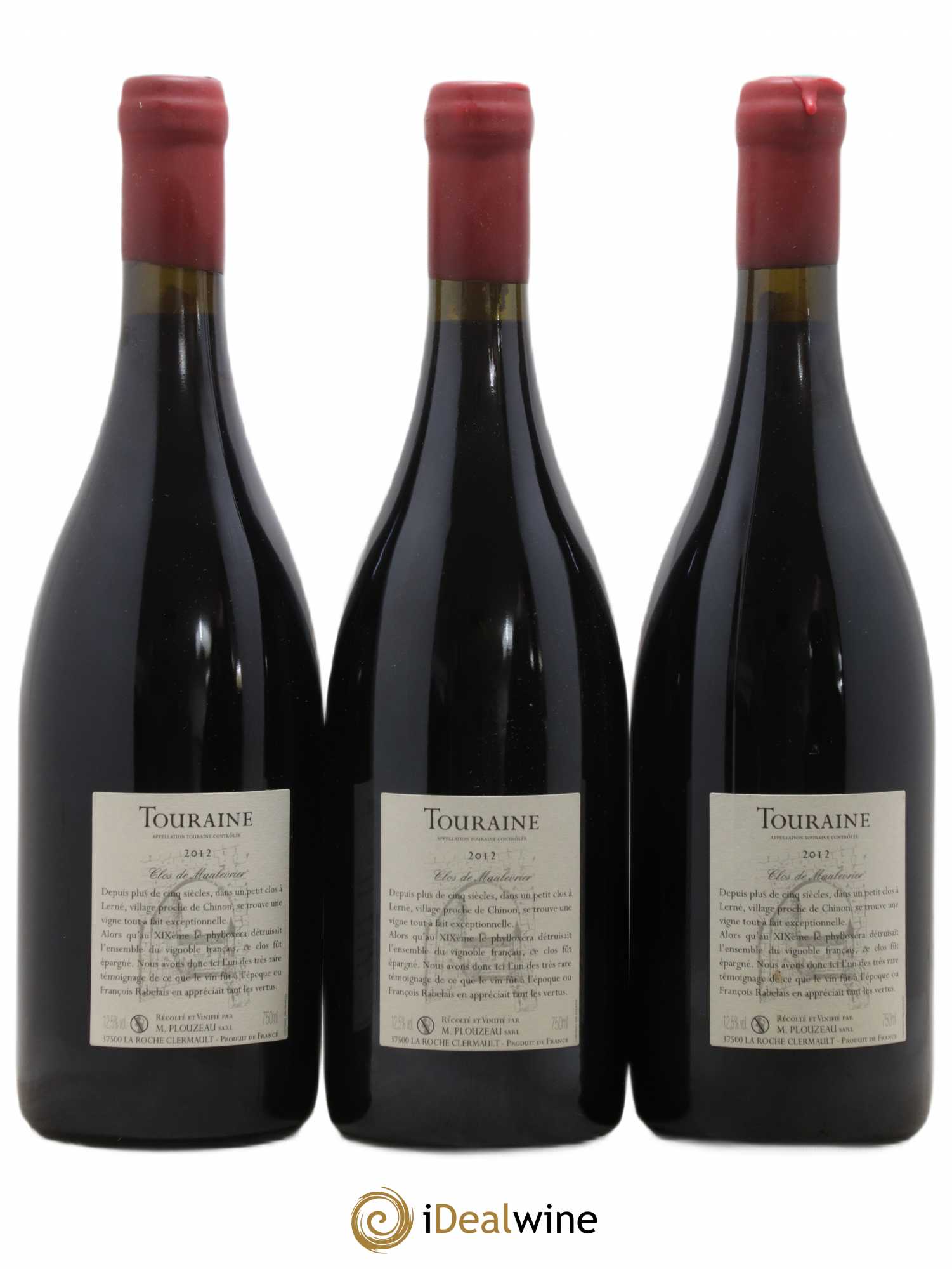 Vin de France Touraine Clos Maulevrier Ante Phylloxera Franc de Pied Château De La Bonneliere 2012 - Lotto di 3 bottiglie - 1