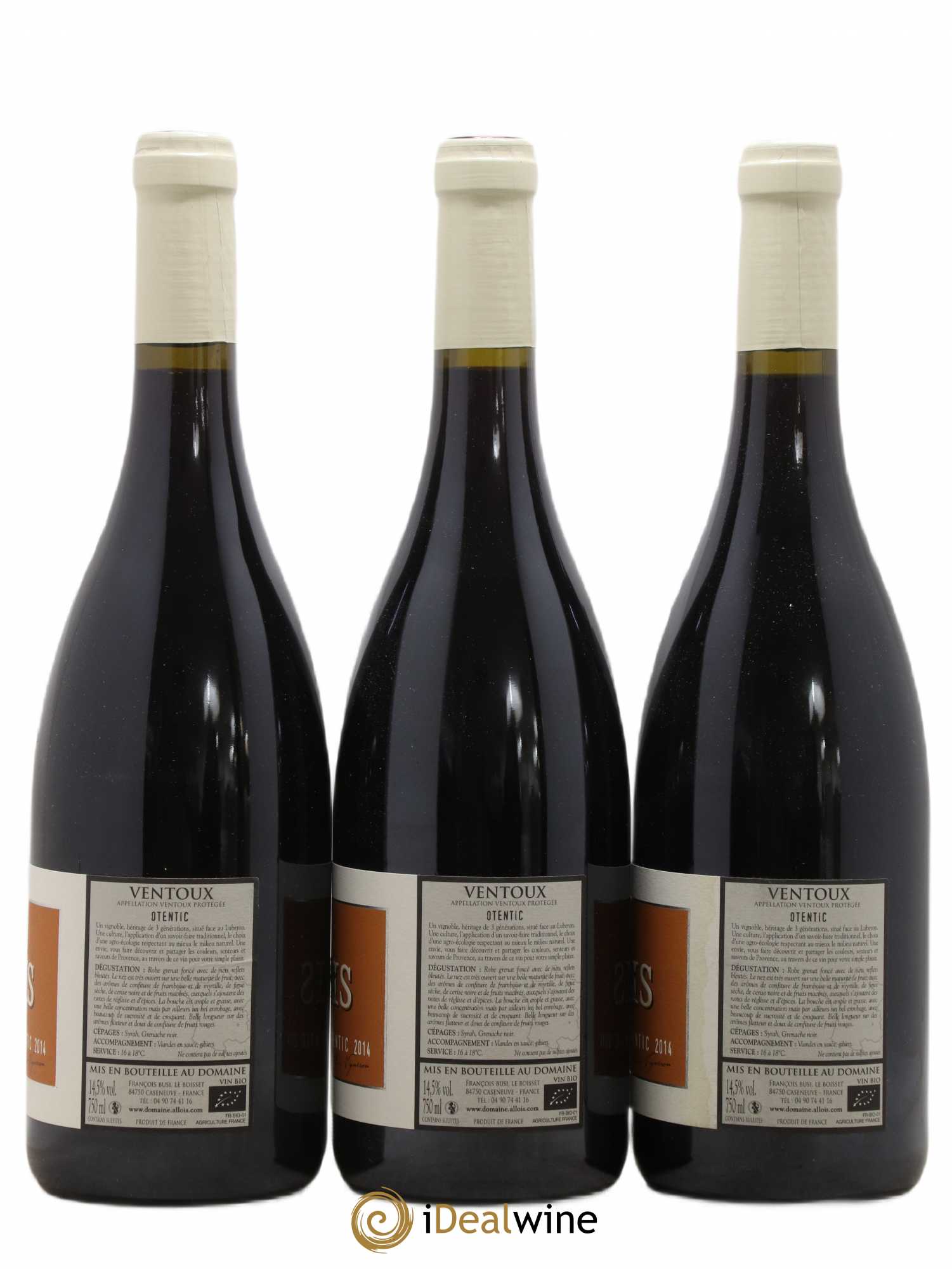 Ventoux Otentic Domaine Alloïs (sans prix de réserve) 2014 - Lot de 3 bouteilles - 1