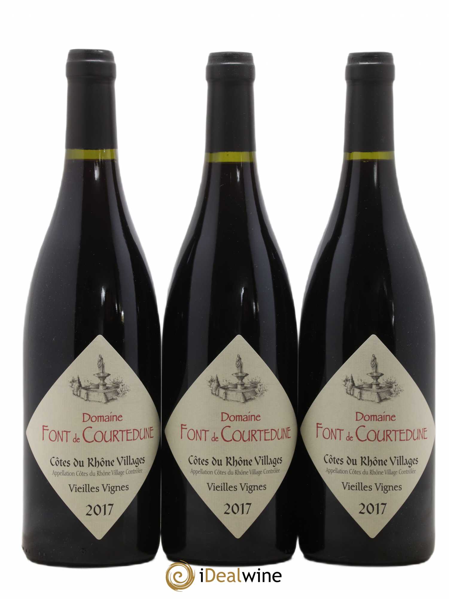 Côtes-du-Rhône Vieilles Vignes Domaine Font De Courtedune (sans prix de réserve) 2017 - Posten von 3 Flaschen - 0
