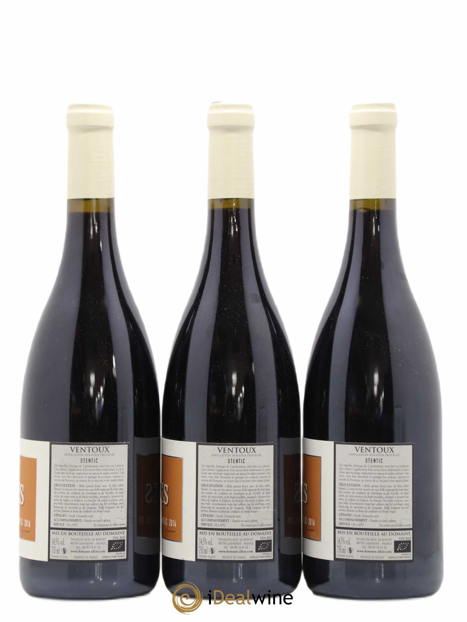 Ventoux Otentic Domaine Alloïs (senza prezzo di riserva) 2014 - Lotto di 3 bottiglie - 1