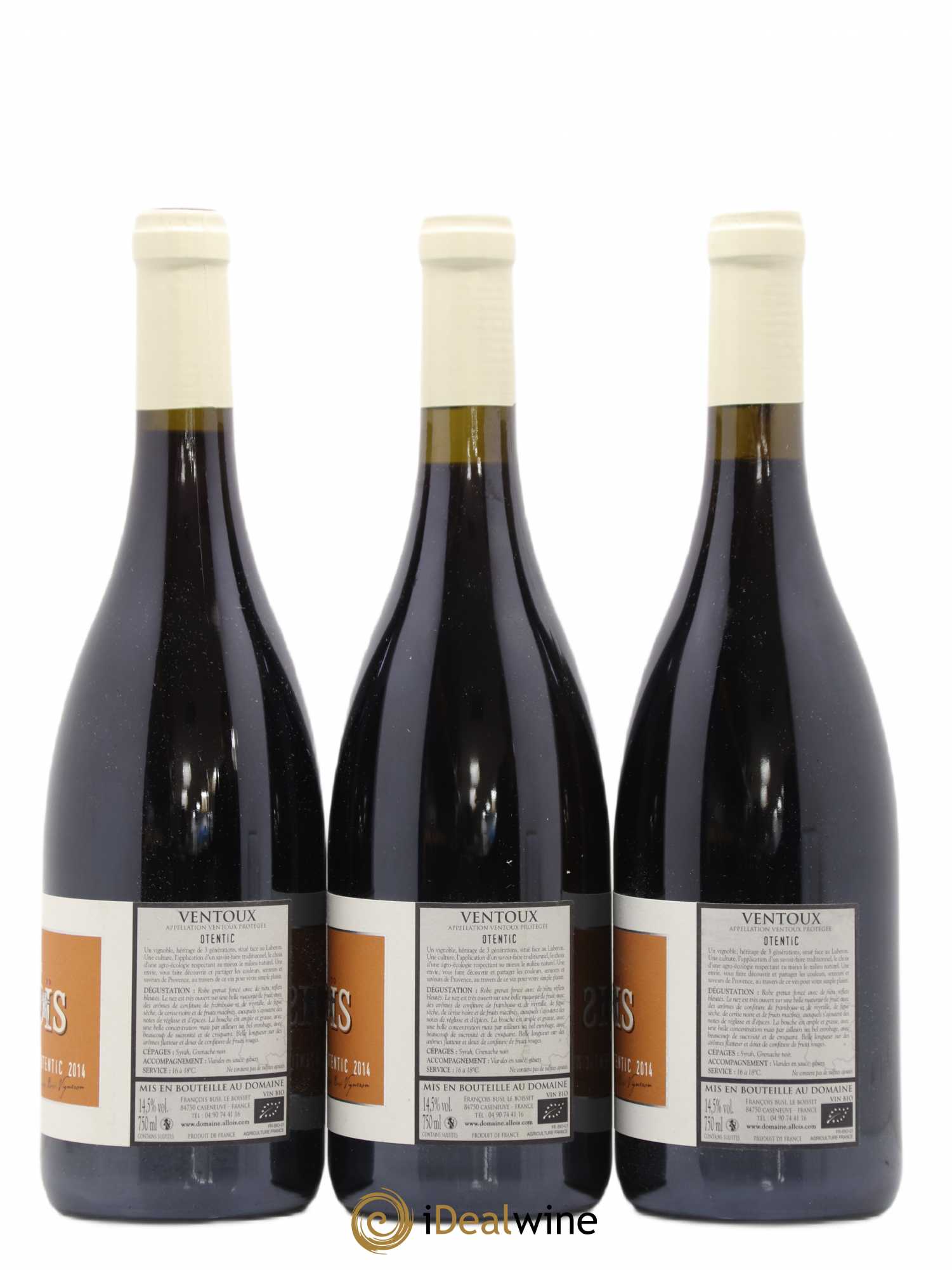 Ventoux Otentic Domaine Alloïs (senza prezzo di riserva) 2014 - Lotto di 3 bottiglie - 1